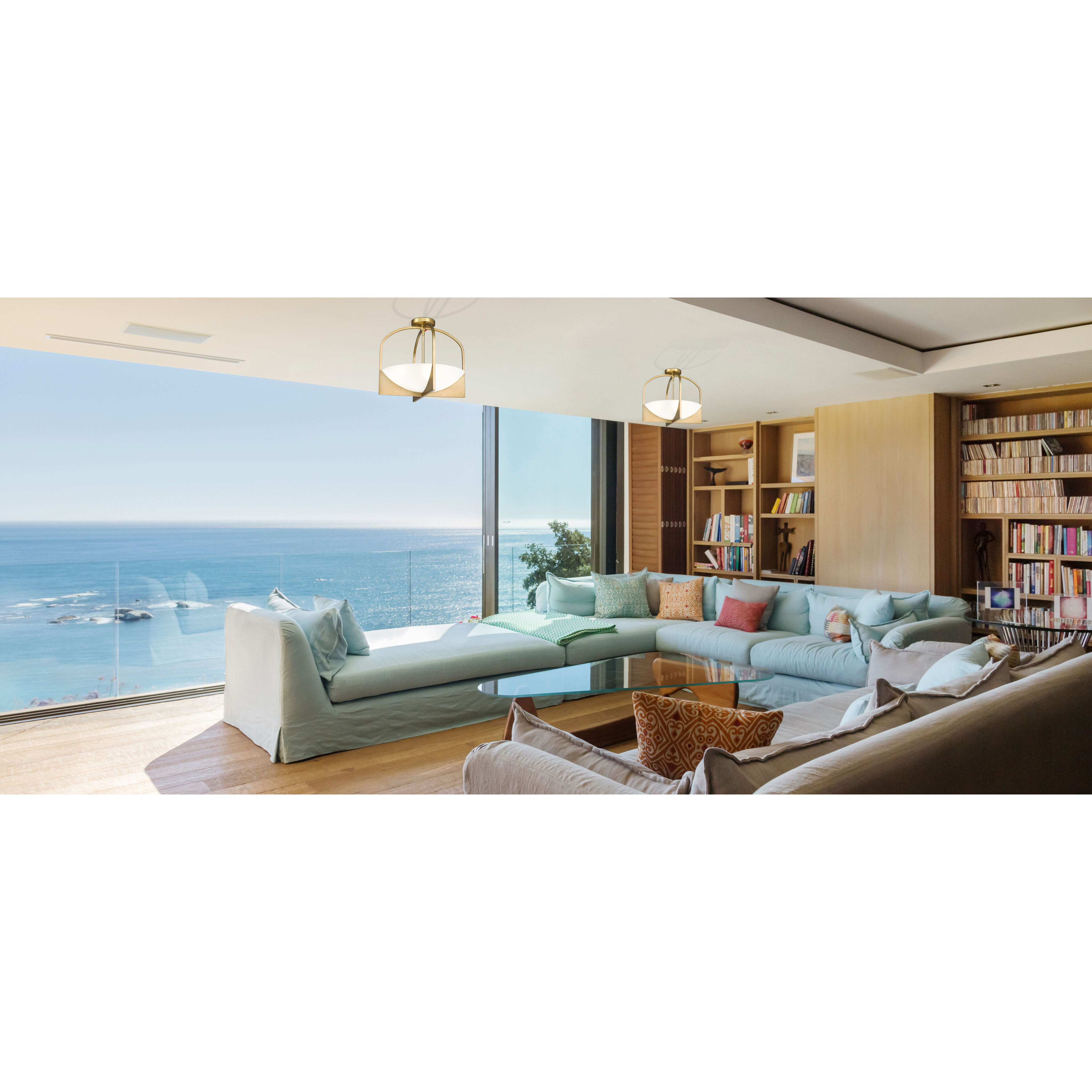 Devon 4 Light 18 inch Modern Gold Semi Flush Mount Ceiling Light