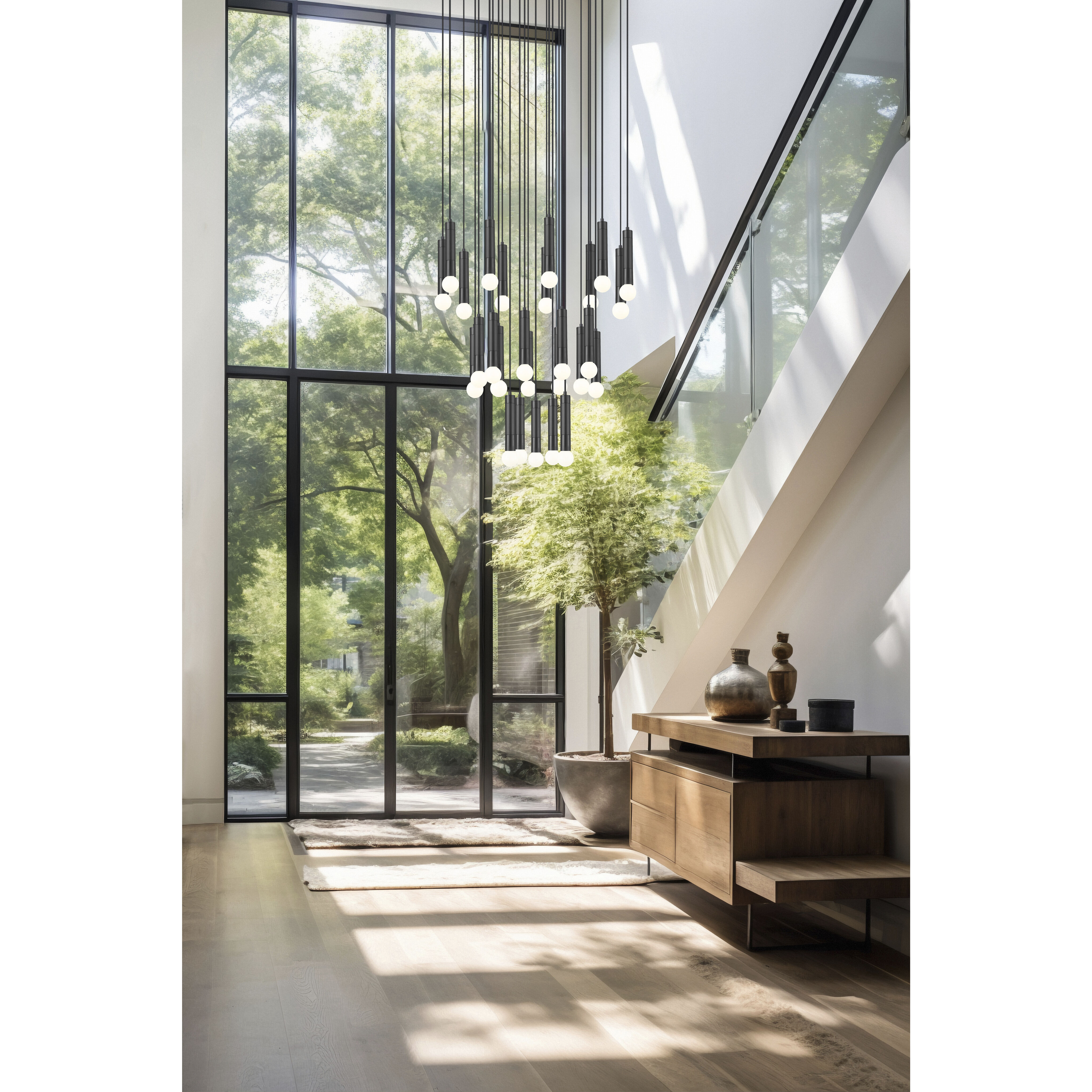 Stari 27 Light 36 inch Matte Black Chandelier Ceiling Light