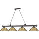 Cordon 4 Light 81.75 inch Bronze Billiard Ceiling Light in Rubbed Brass Metal