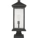 Portland 1 Light 25 inch Oil Rubbed Bronze Outdoor Pier Mounted Fixture in Clear Beveled Glass, 12.5