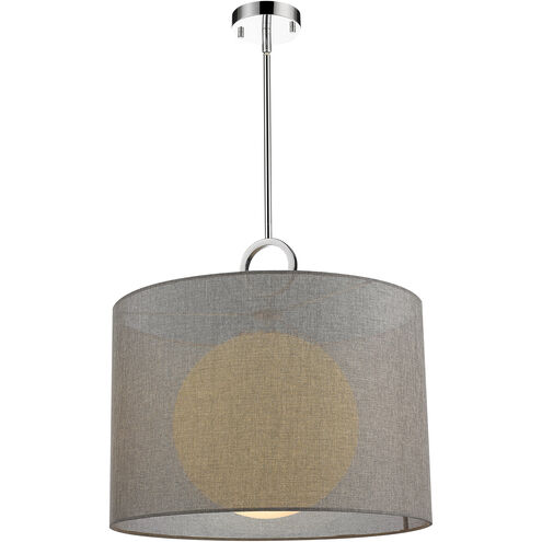 Arosia 1 Light 20 inch Chrome Pendant Ceiling Light in 9, Gray Fabric