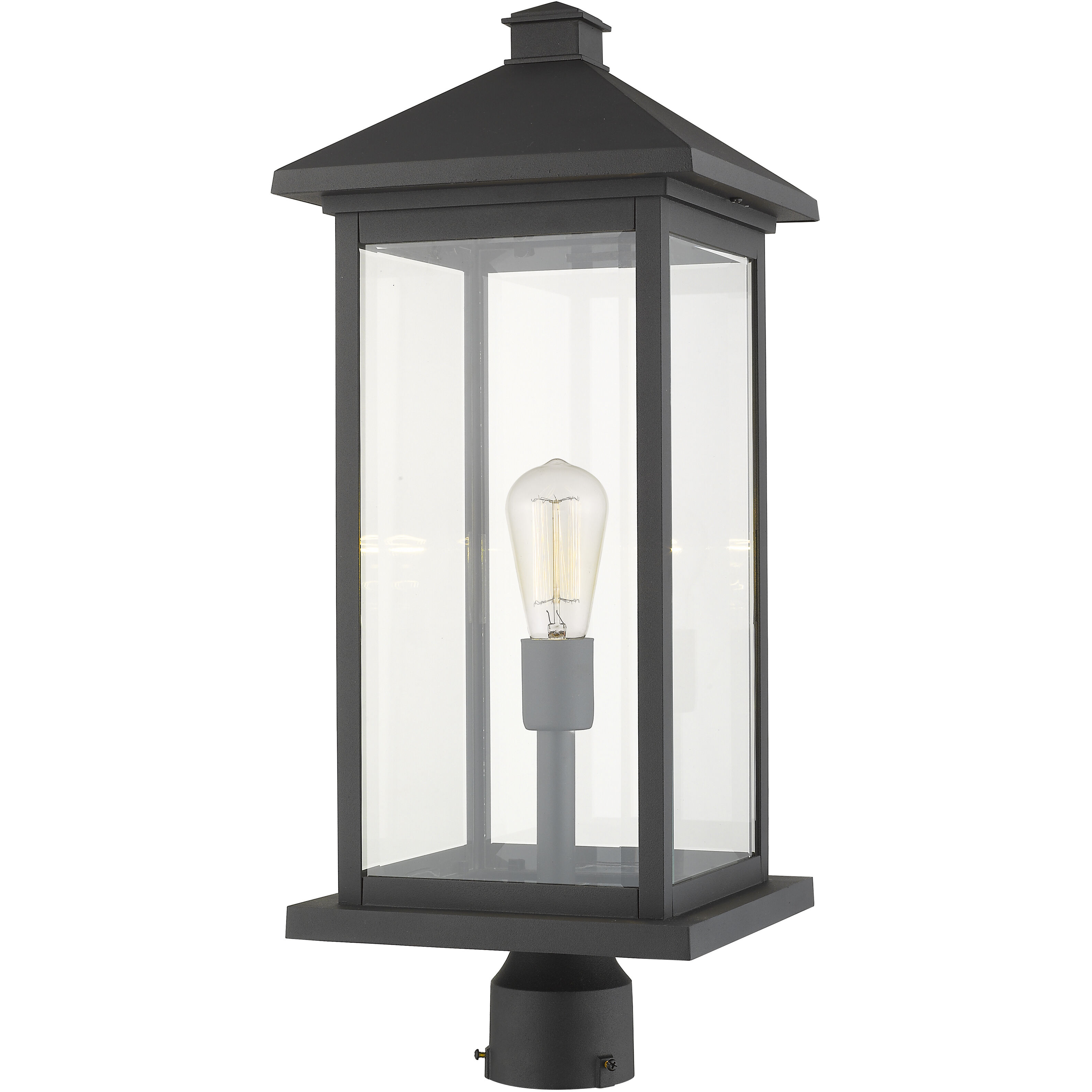 Portland 1 Light 24 inch Black Outdoor Post Mount Fixture in Clear Beveled Glass, 12