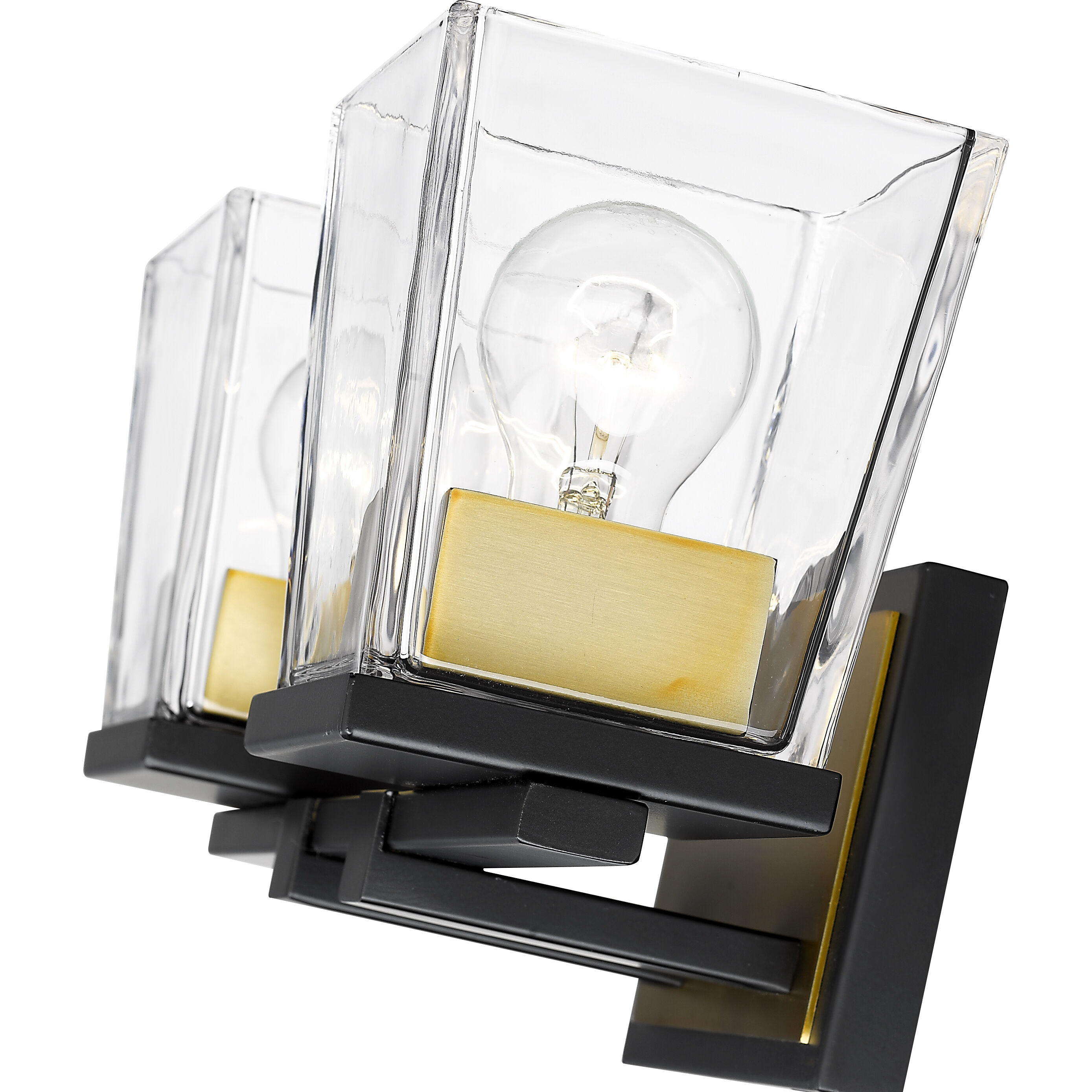 Bleeker Street 2 Light 14 inch Matte Black and Olde Brass Vanity Wall Light