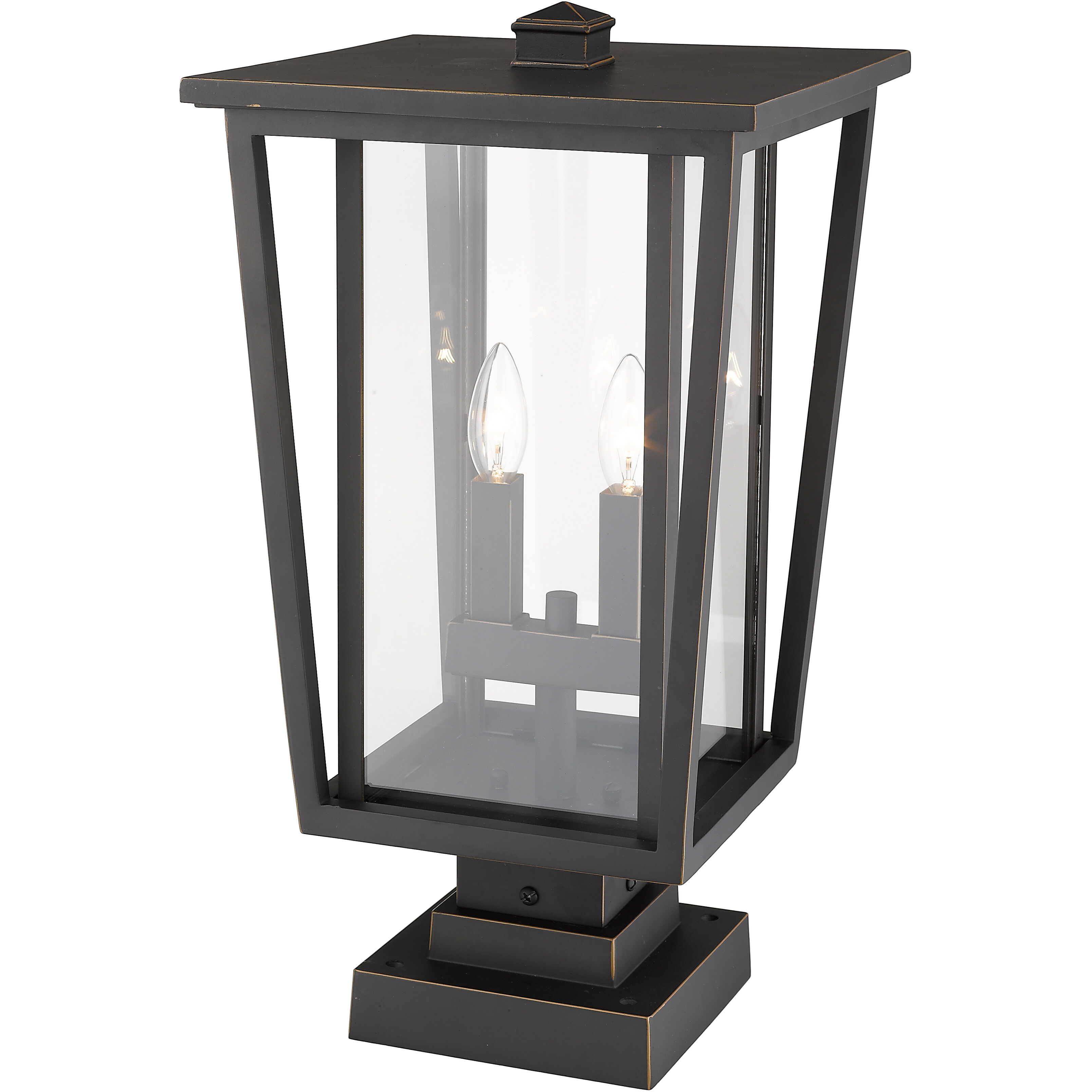 Seoul 2 Light 20.75 inch Oil Rubbed Bronze Outdoor Pier Mounted Fixture in 13.5