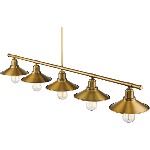 Casa 5 Light 51.5 inch Factory Brass Linear Chandelier Ceiling Light