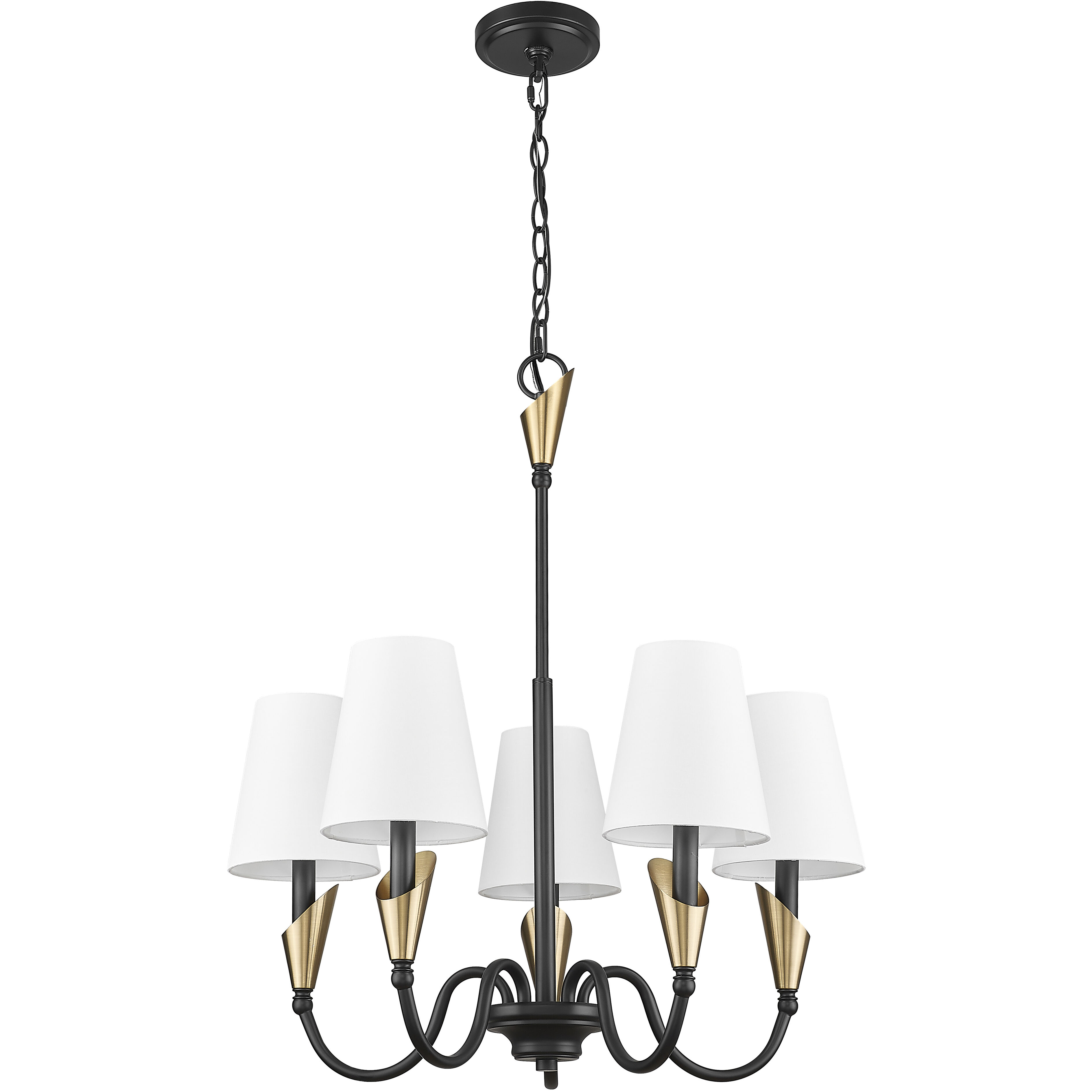 Claudelle 5 Light 24 inch Matte Black and Modern Gold Chandelier Ceiling Light