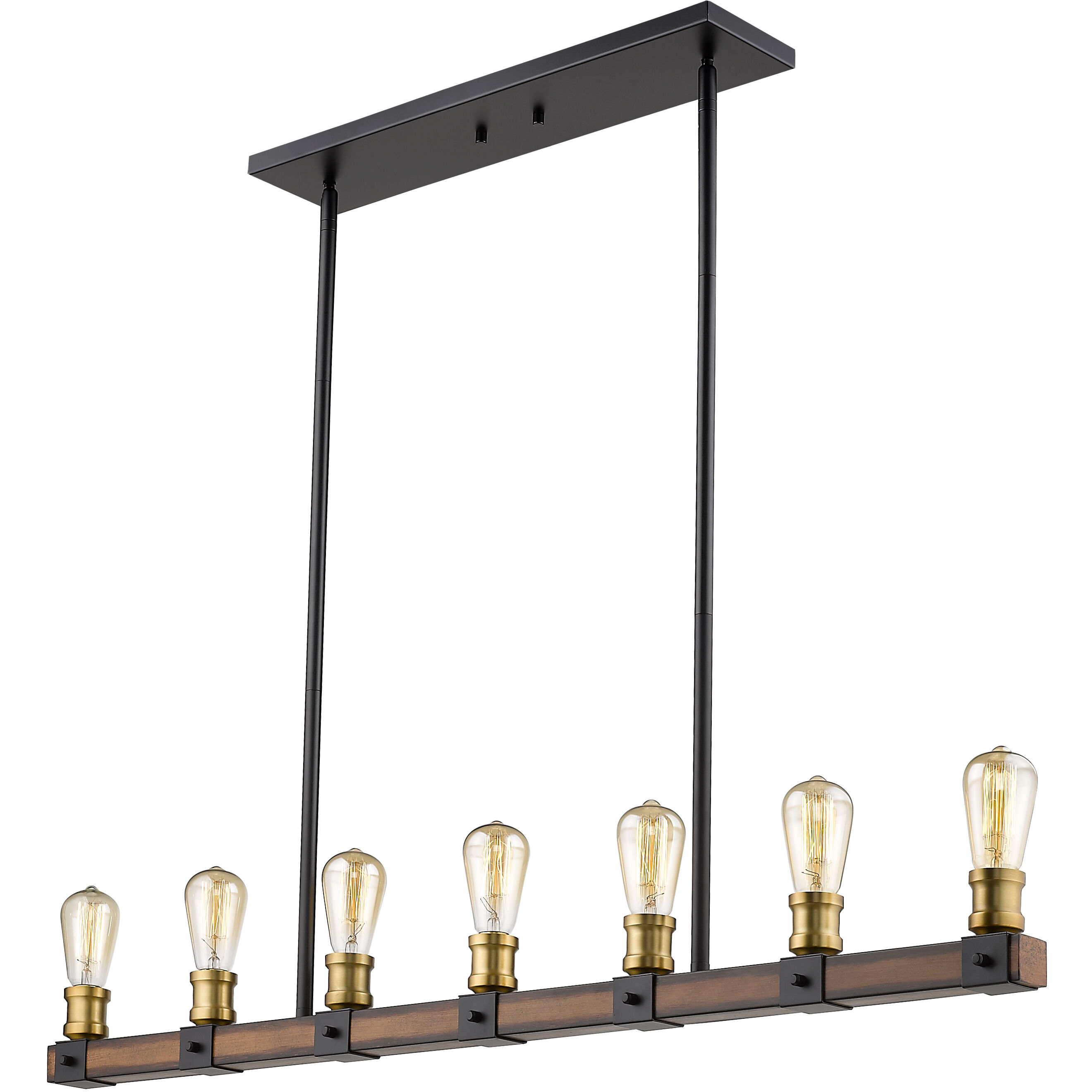 Kirkland 7 Light 44 inch Rustic Mahogany Linear Chandelier Ceiling Light