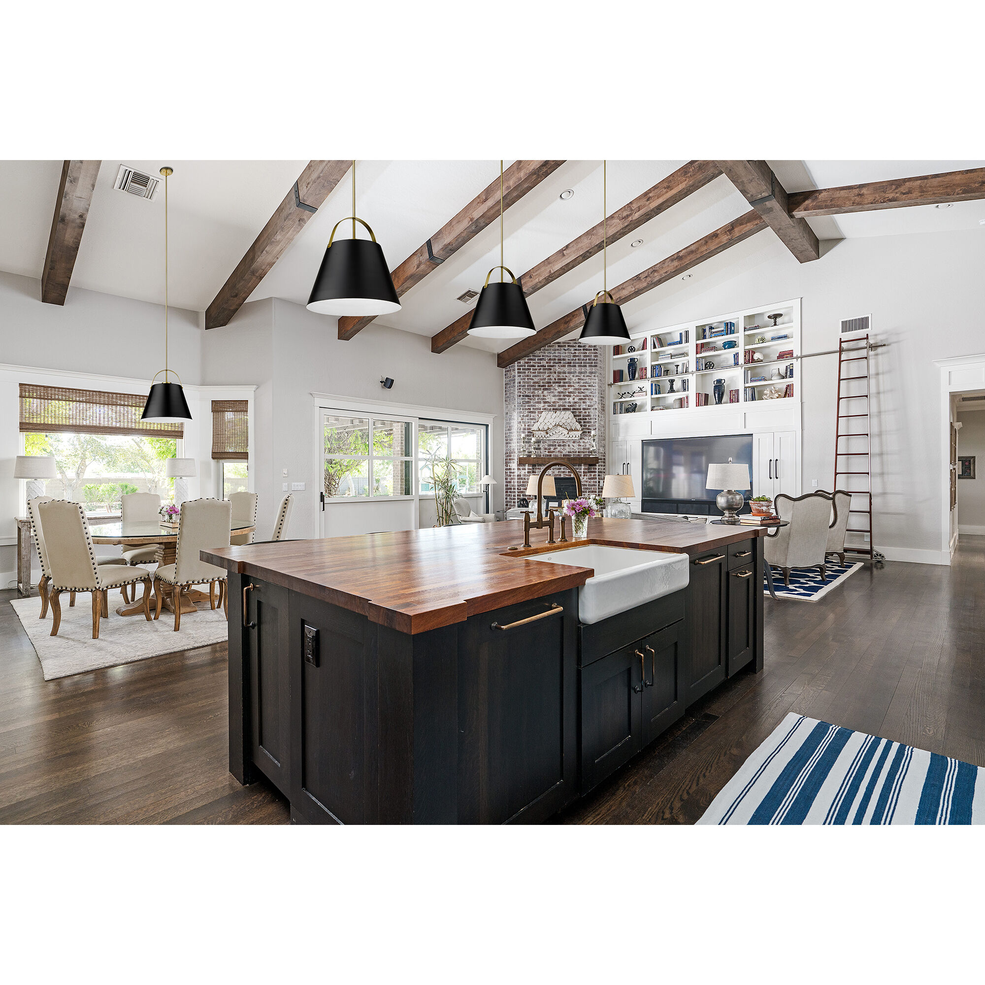 Z-Studio 1 Light 18 inch Matte Black and Heritage Brass Pendant Ceiling Light