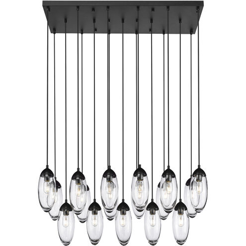 Arden 17 Light 42 inch Matte Black Linear Chandelier Ceiling Light