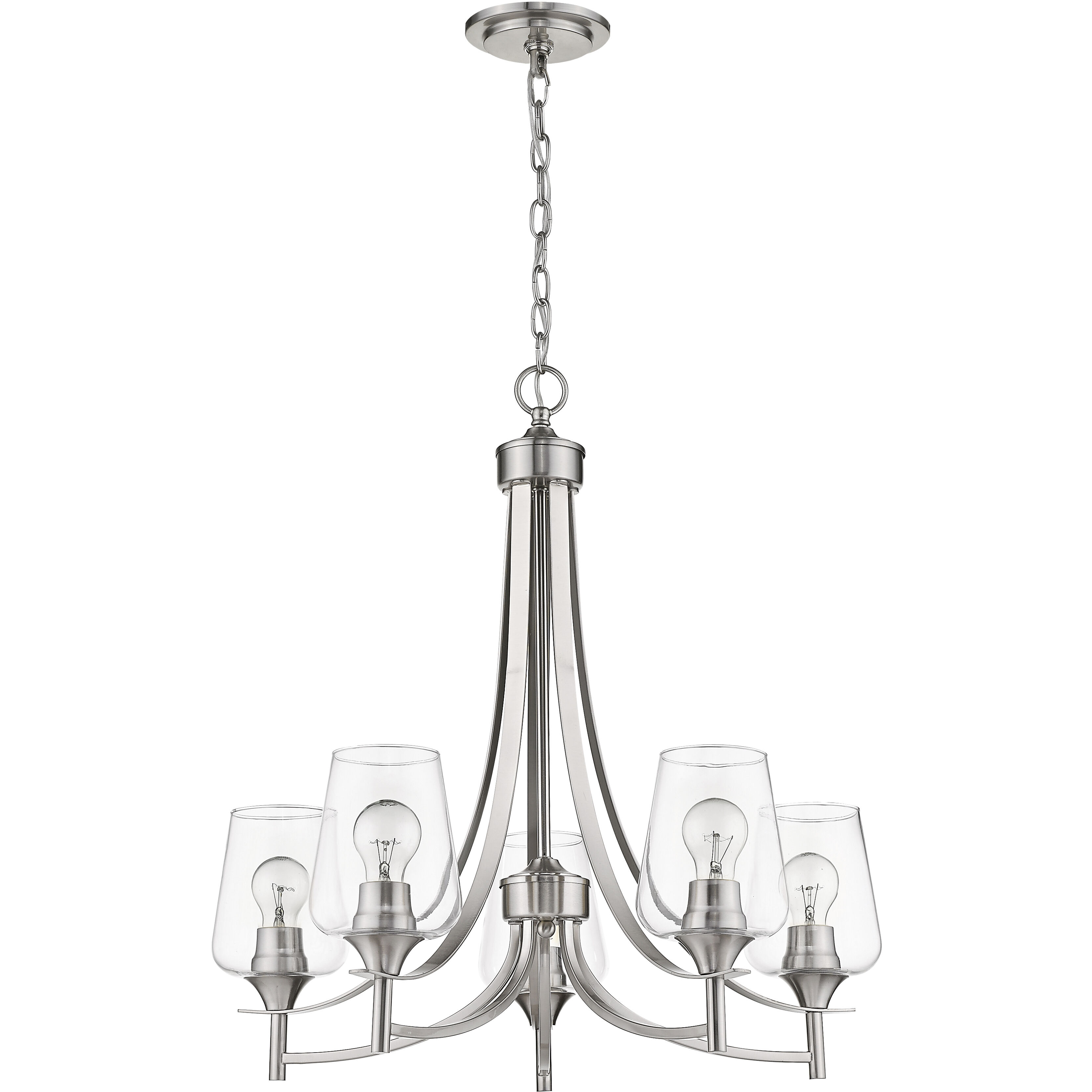 Joliet 5 Light 25 inch Brushed Nickel Chandelier Ceiling Light