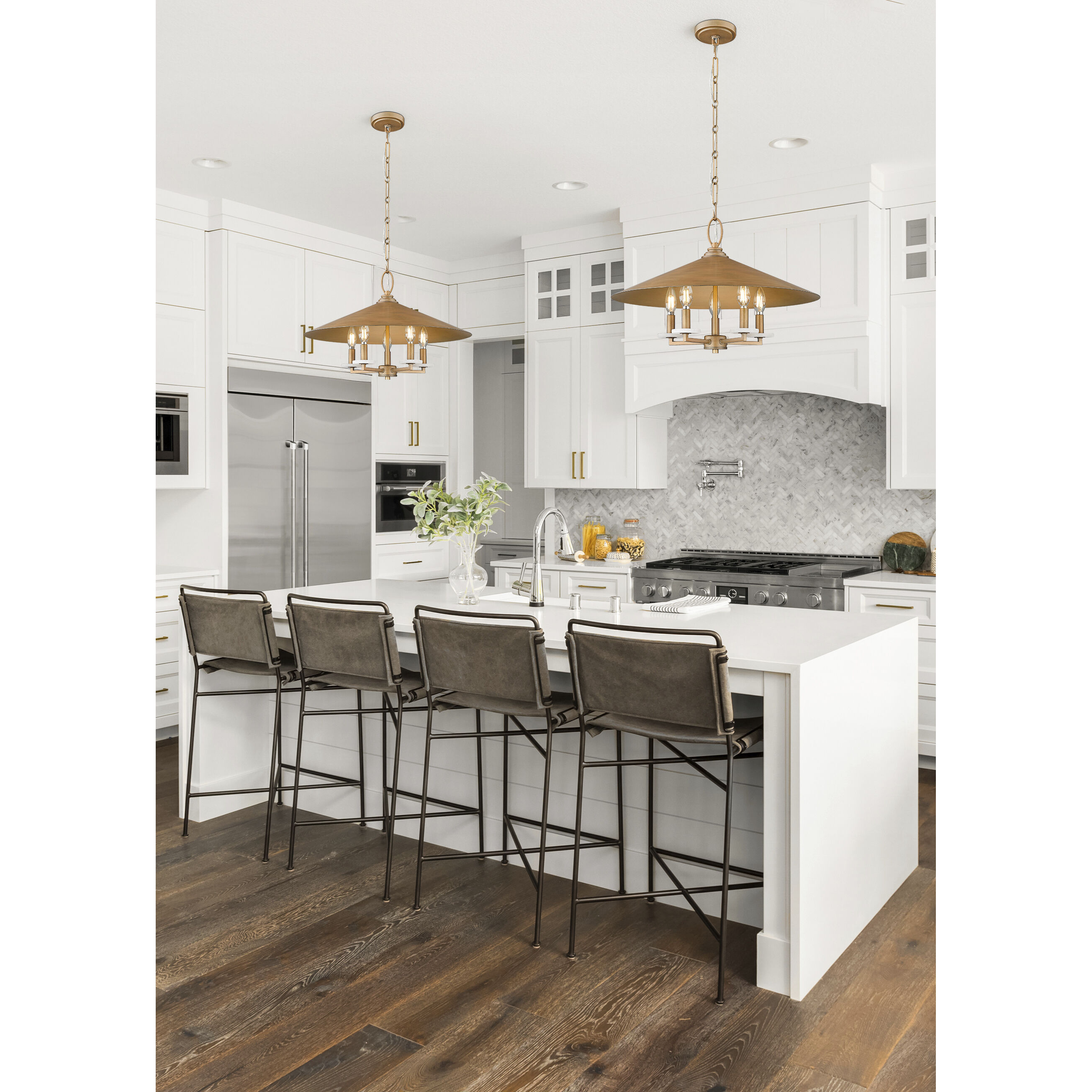 Rialto 5 Light 22 inch Signature Gold Pendant Ceiling Light