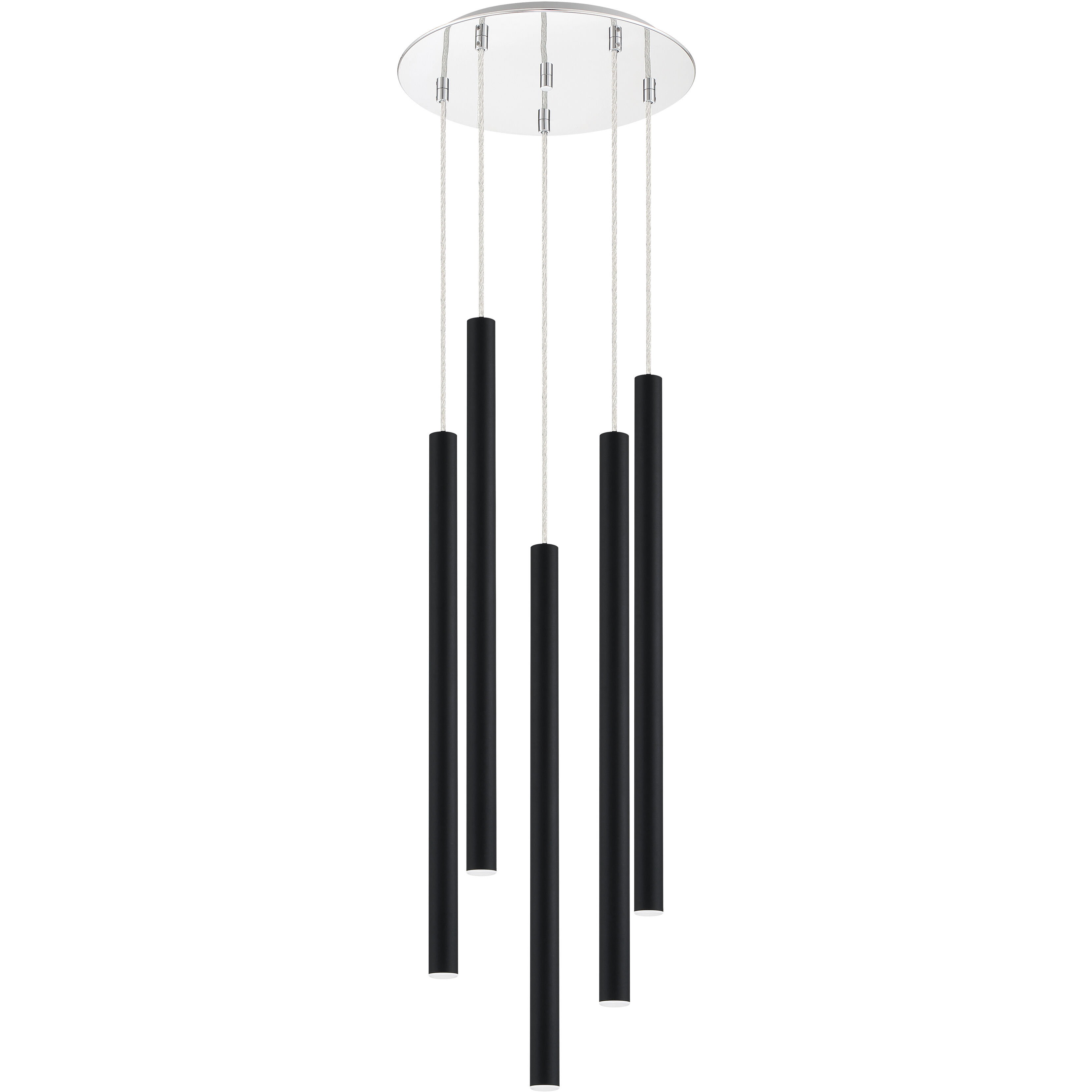 Forest LED 13.5 inch Chrome Chandelier Ceiling Light in Matte Black Steel