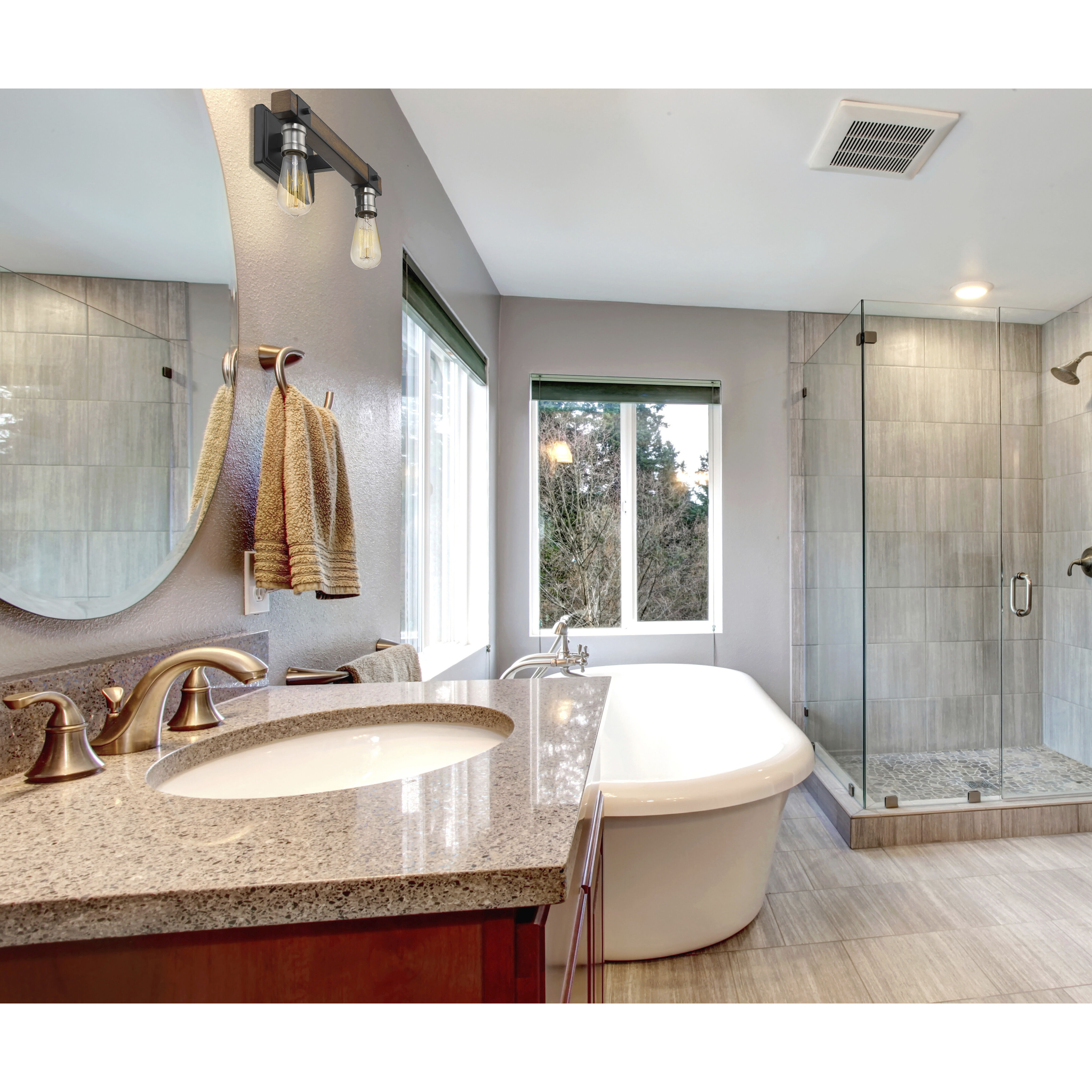 Kirkland 2 Light 14 inch Rustic Mahogany Vanity Wall Light