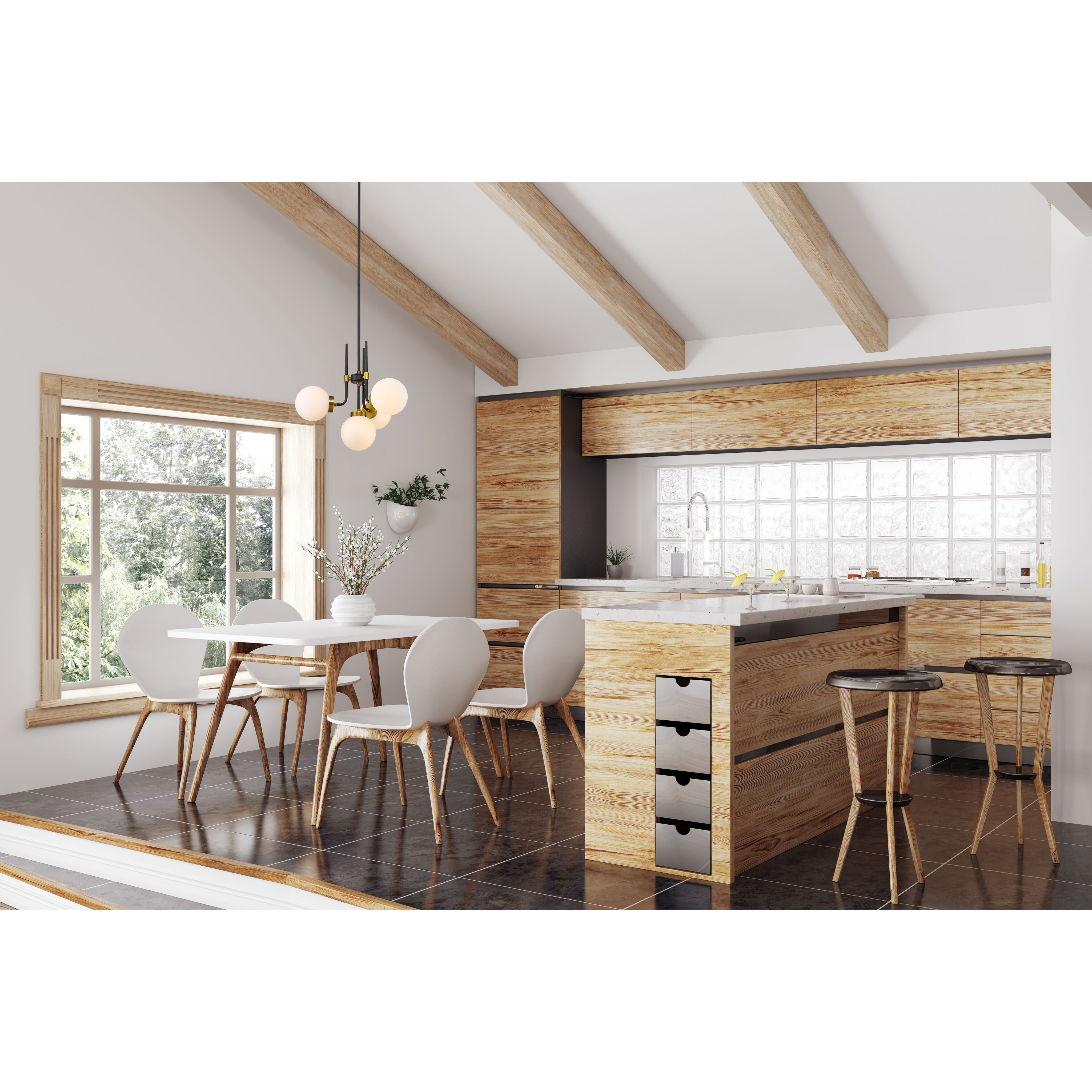 Parsons 4 Light 22 inch Matte Black and Olde Brass Chandelier Ceiling Light