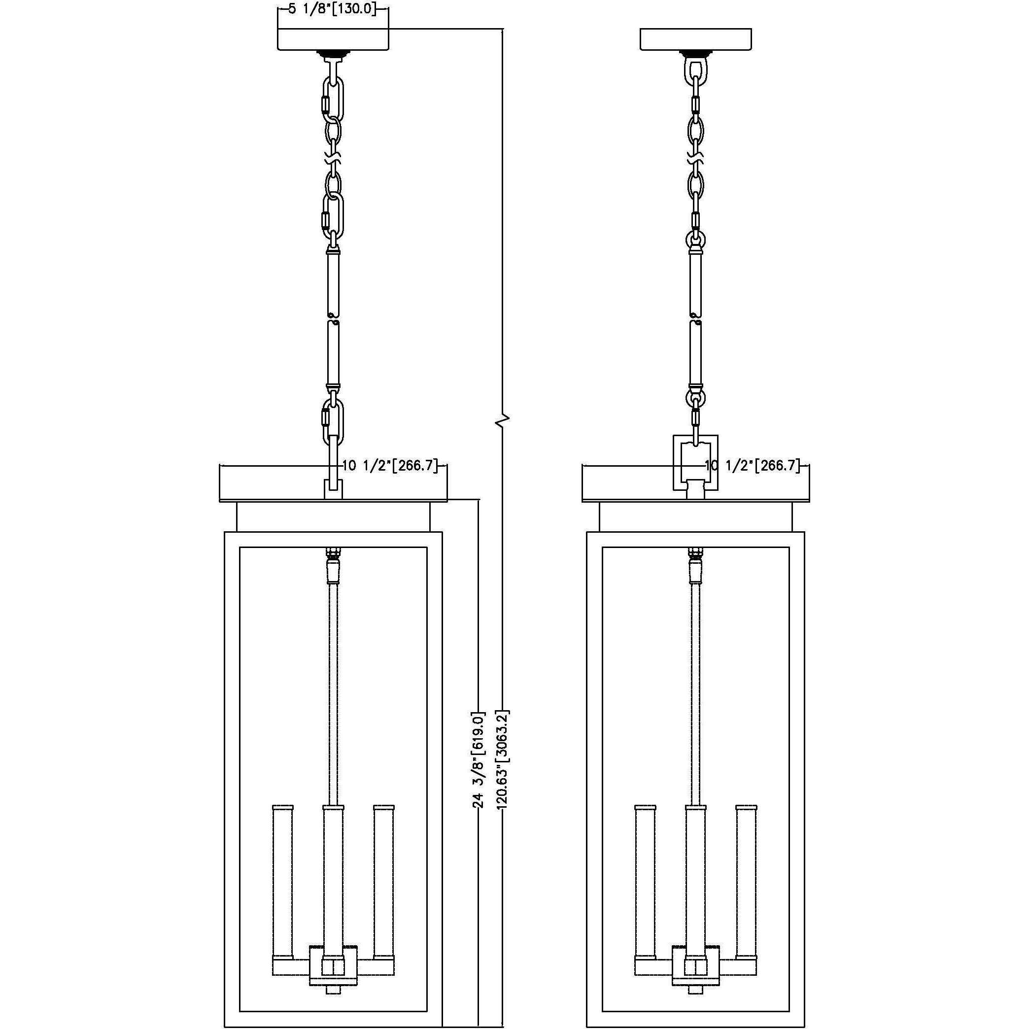 Nova 4 Light 10.5 inch Black Outdoor Chain Mount Ceiling Fixture