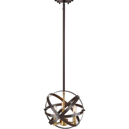 Cavallo 3 Light 12 inch Hammered Bronze/Olde Brass Pendant Ceiling Light in Hammered Bronze and Olde Brass