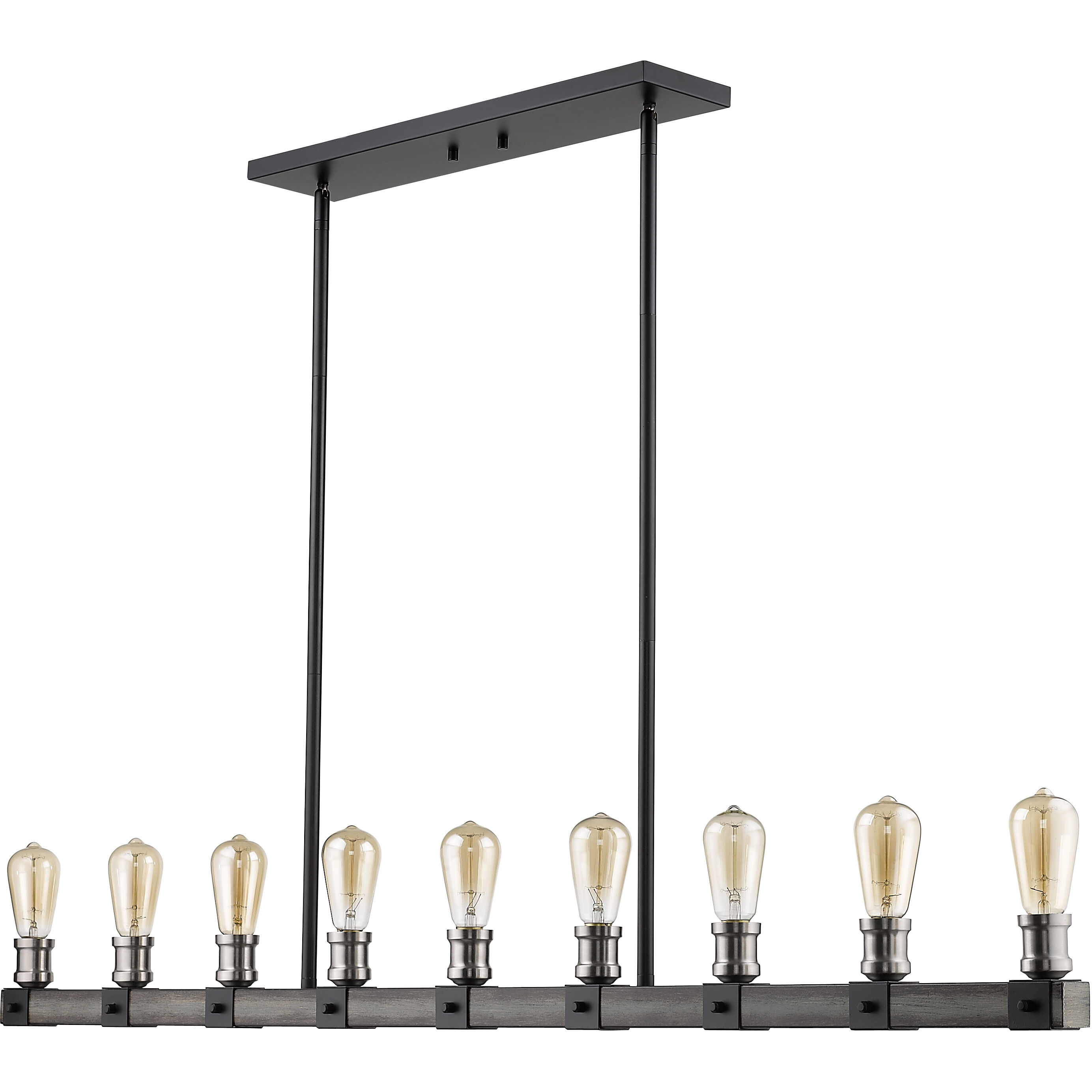 Kirkland 9 Light 56 inch Ashen Barnboard Linear Chandelier Ceiling Light