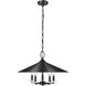 Rialto 5 Light 22 inch Matte Black Pendant Ceiling Light in Matte Black Outer,  Signature Rubbed Brass Inner