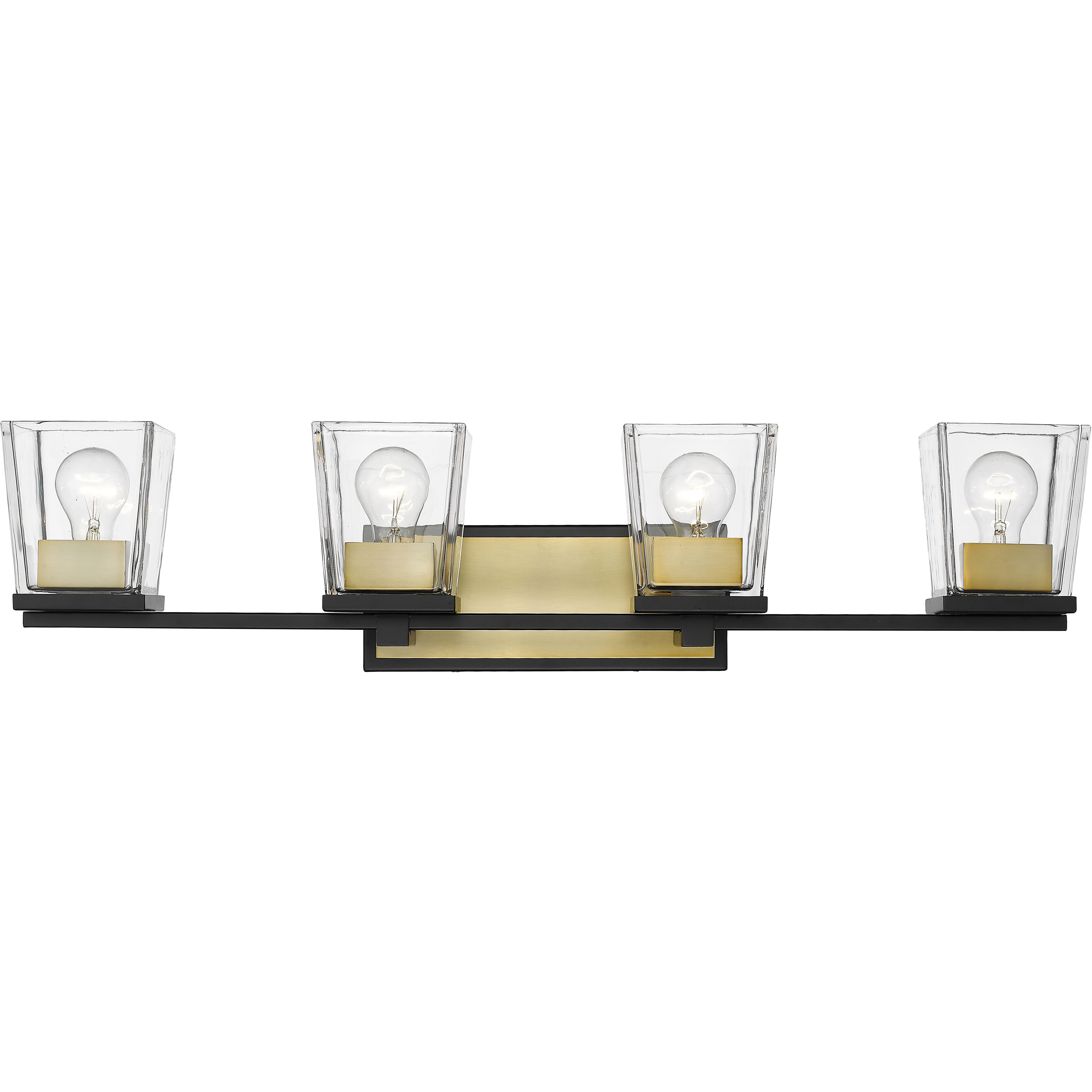 Bleeker Street 4 Light 33 inch Matte Black and Olde Brass Vanity Wall Light