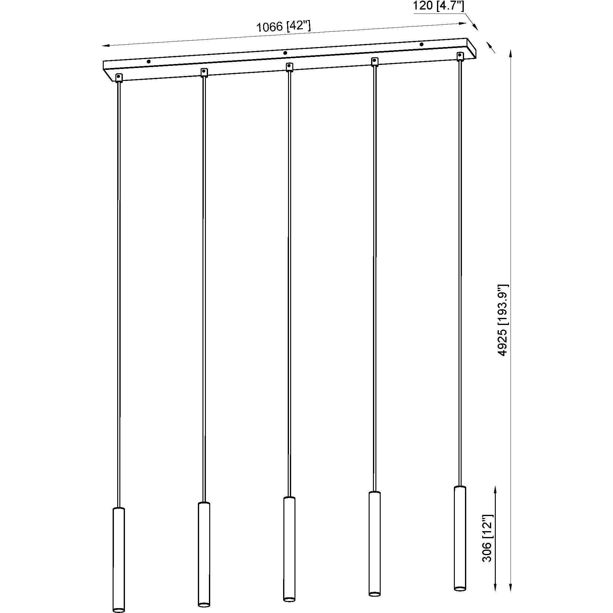 Forest Linear Chandelier Ceiling Light in Matte Black