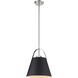 Z-Studio 1 Light 12.5 inch Matte Black and Brushed Nickel Pendant Ceiling Light
