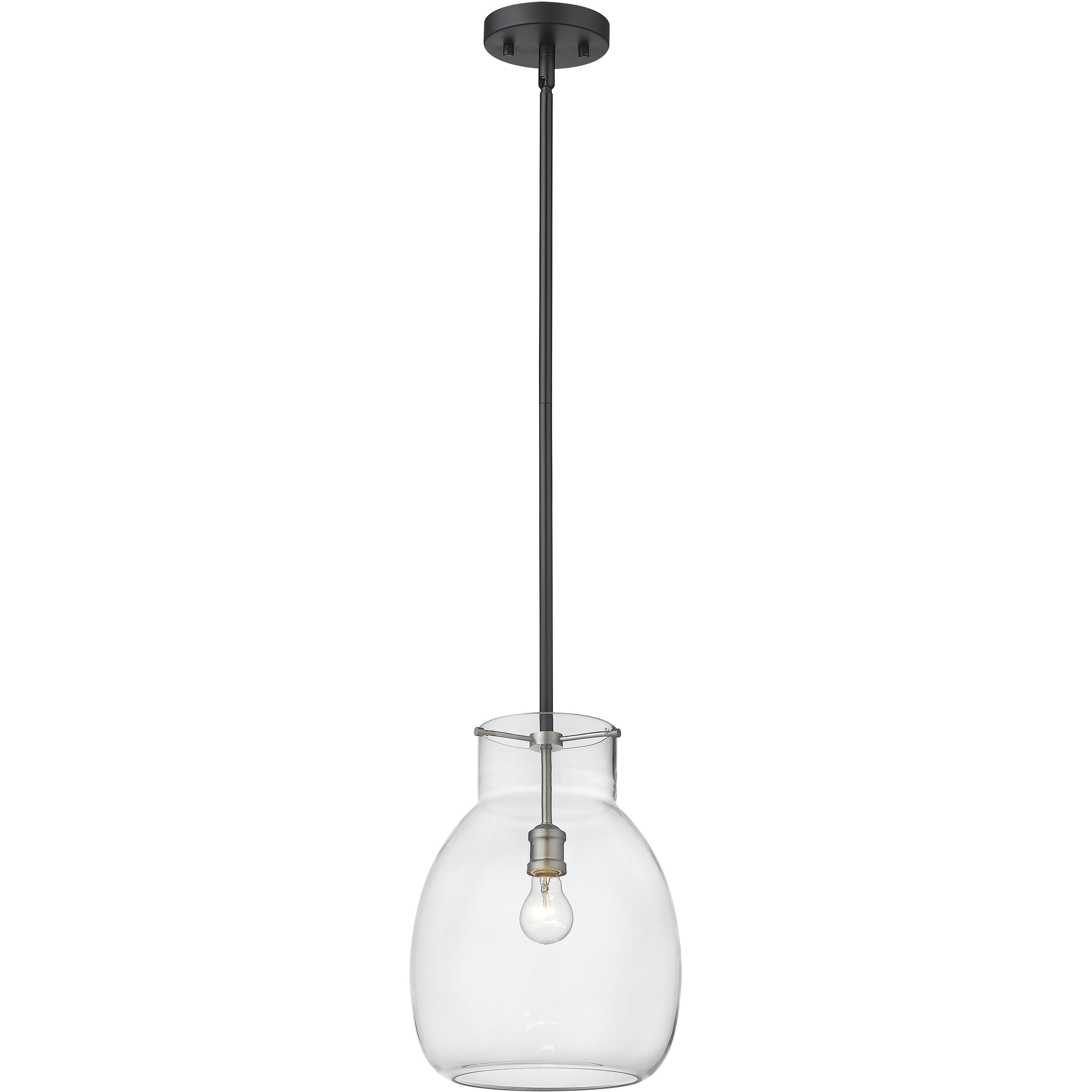 Bella 1 Light 12 inch Matte Black and Brushed Nickel Pendant Ceiling Light