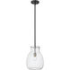 Bella 1 Light 12 inch Matte Black and Brushed Nickel Pendant Ceiling Light
