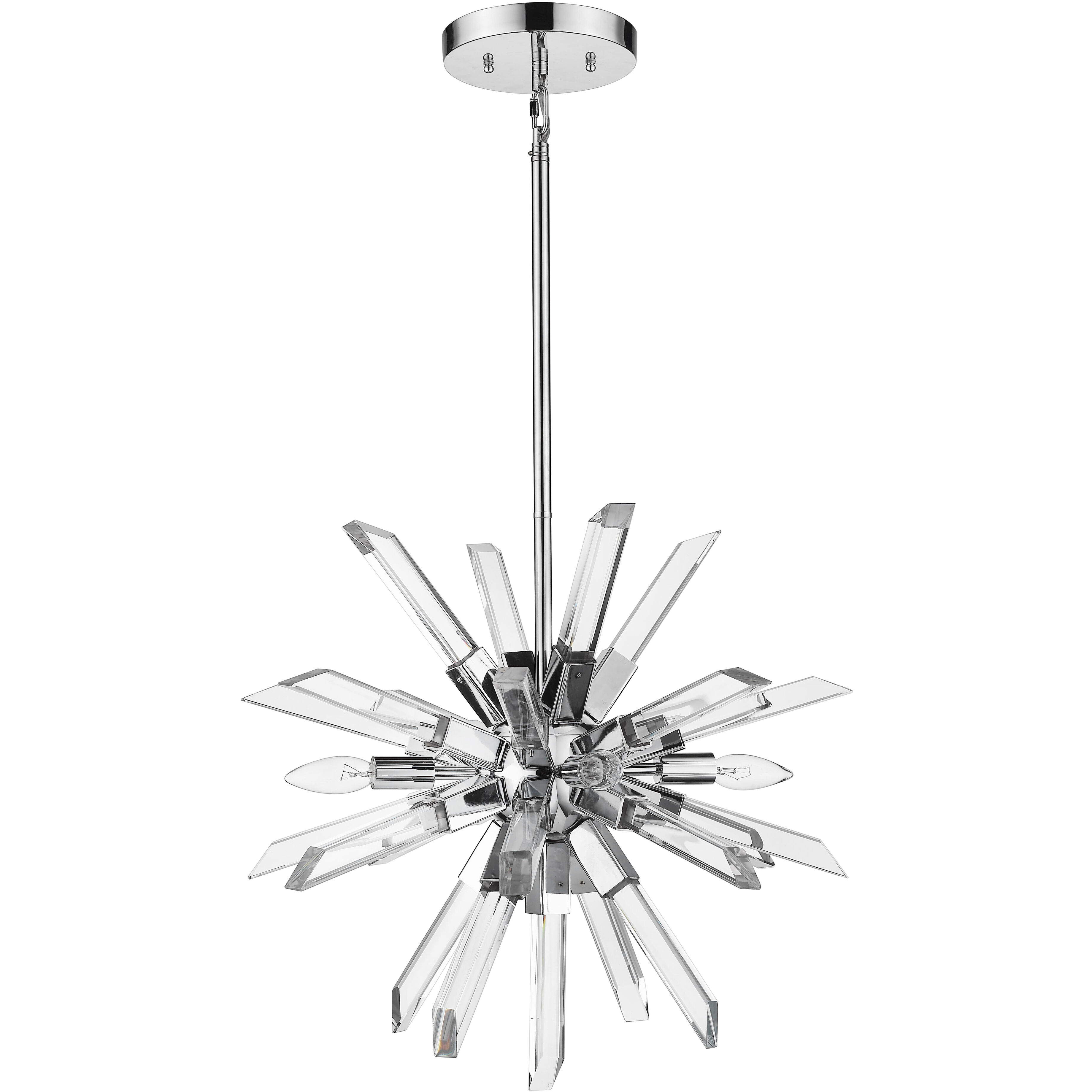 Burst 4 Light 21 inch Chrome Chandelier Ceiling Light in 24