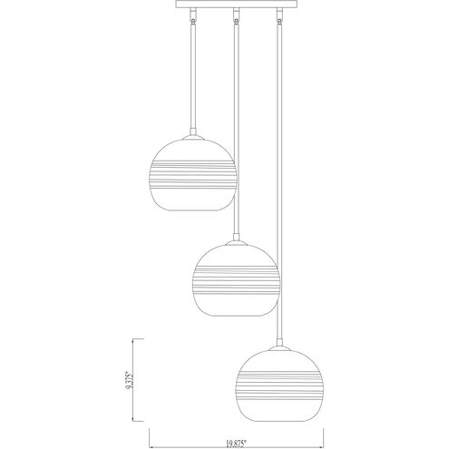 Harmony 3 Light 20 inch Brushed Nickel Chandelier Ceiling Light