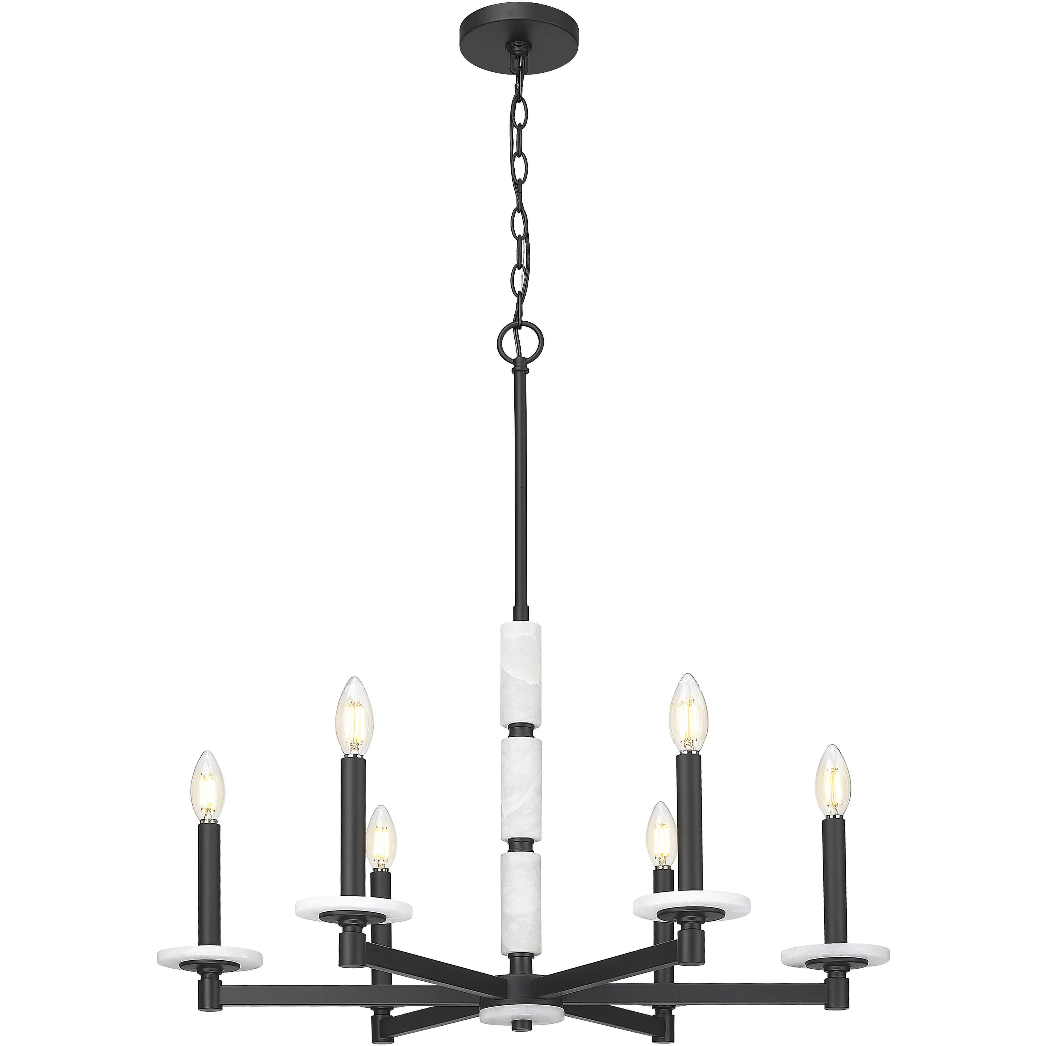 Kaden 6 Light 28 inch Matte Black Chandelier Ceiling Light
