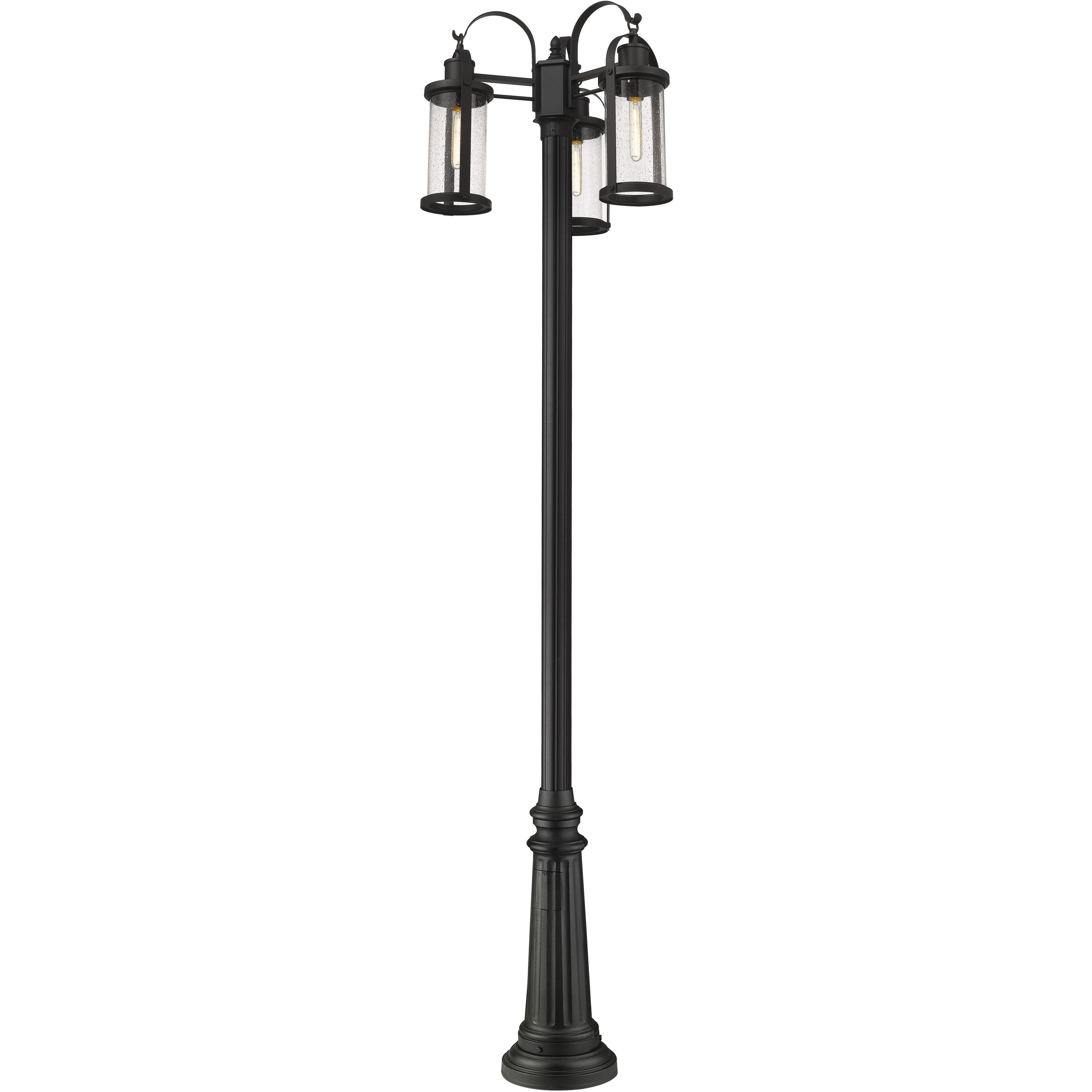 Roundhouse 3 Light 115 inch Black Outdoor Post Mounted Fixture