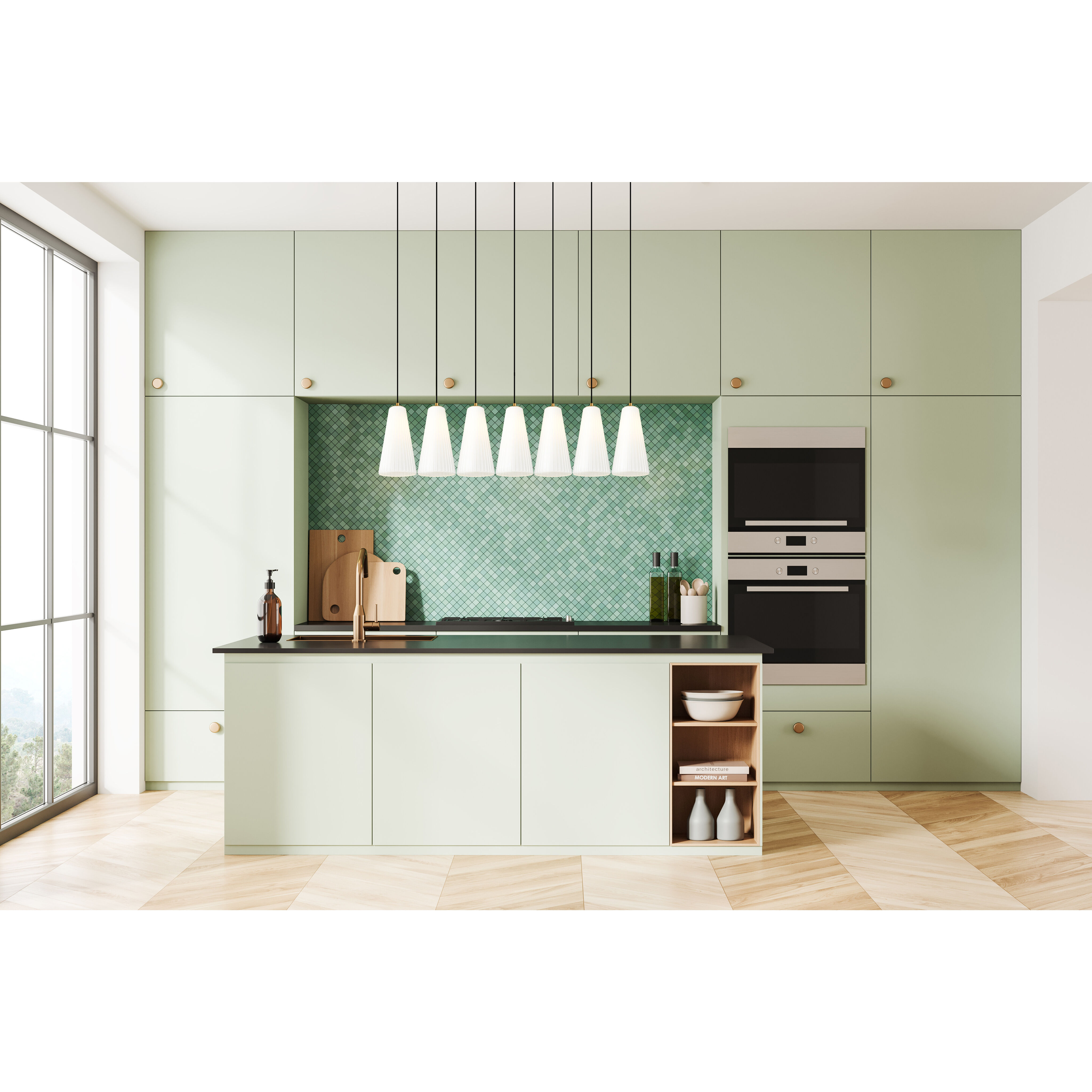 Farrell 7 Light 54 inch Modern Gold Linear Chandelier Ceiling Light