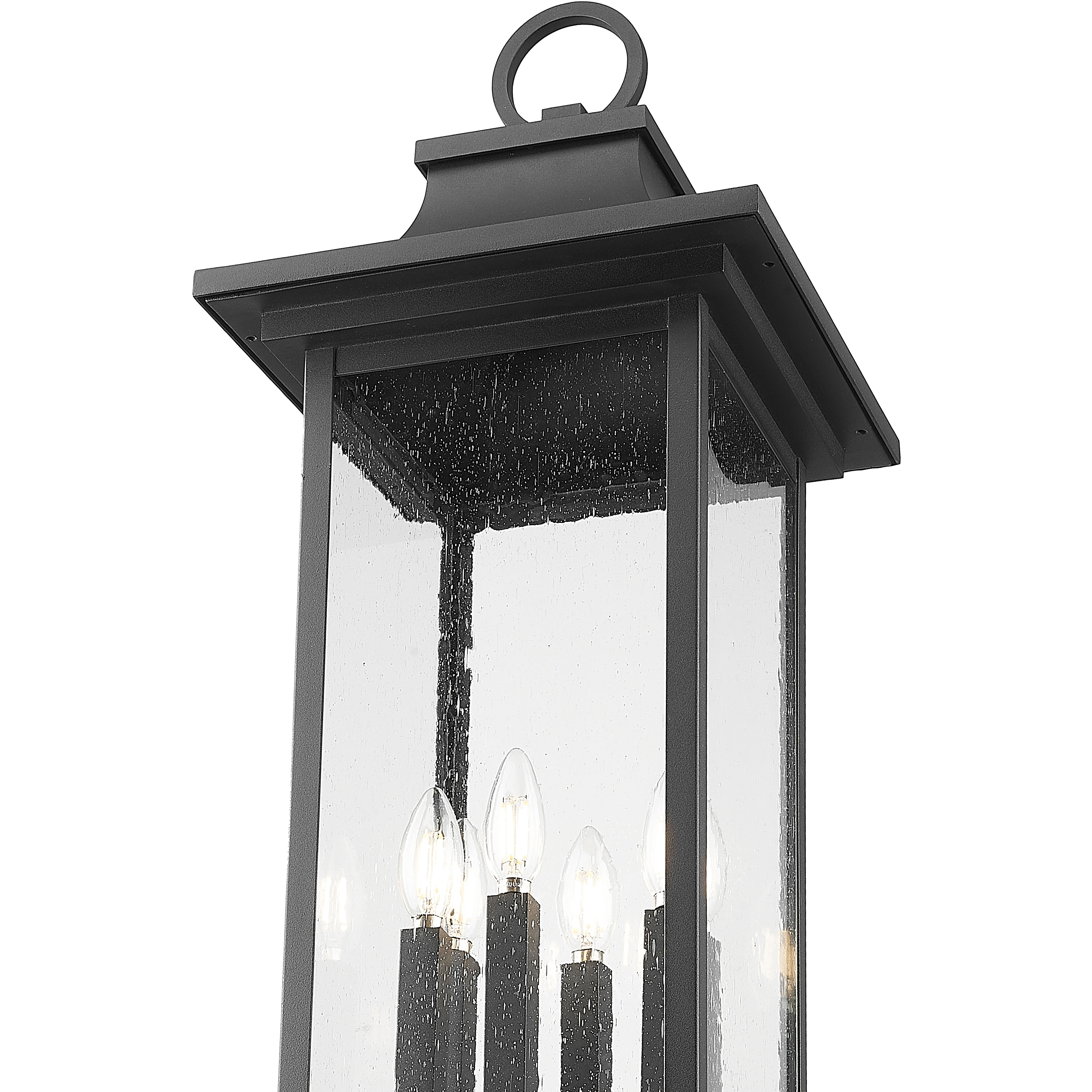 Tiberius 6 Light 129.5 inch Black Outdoor Post Mounted Fixture in Clear Seedy Glass