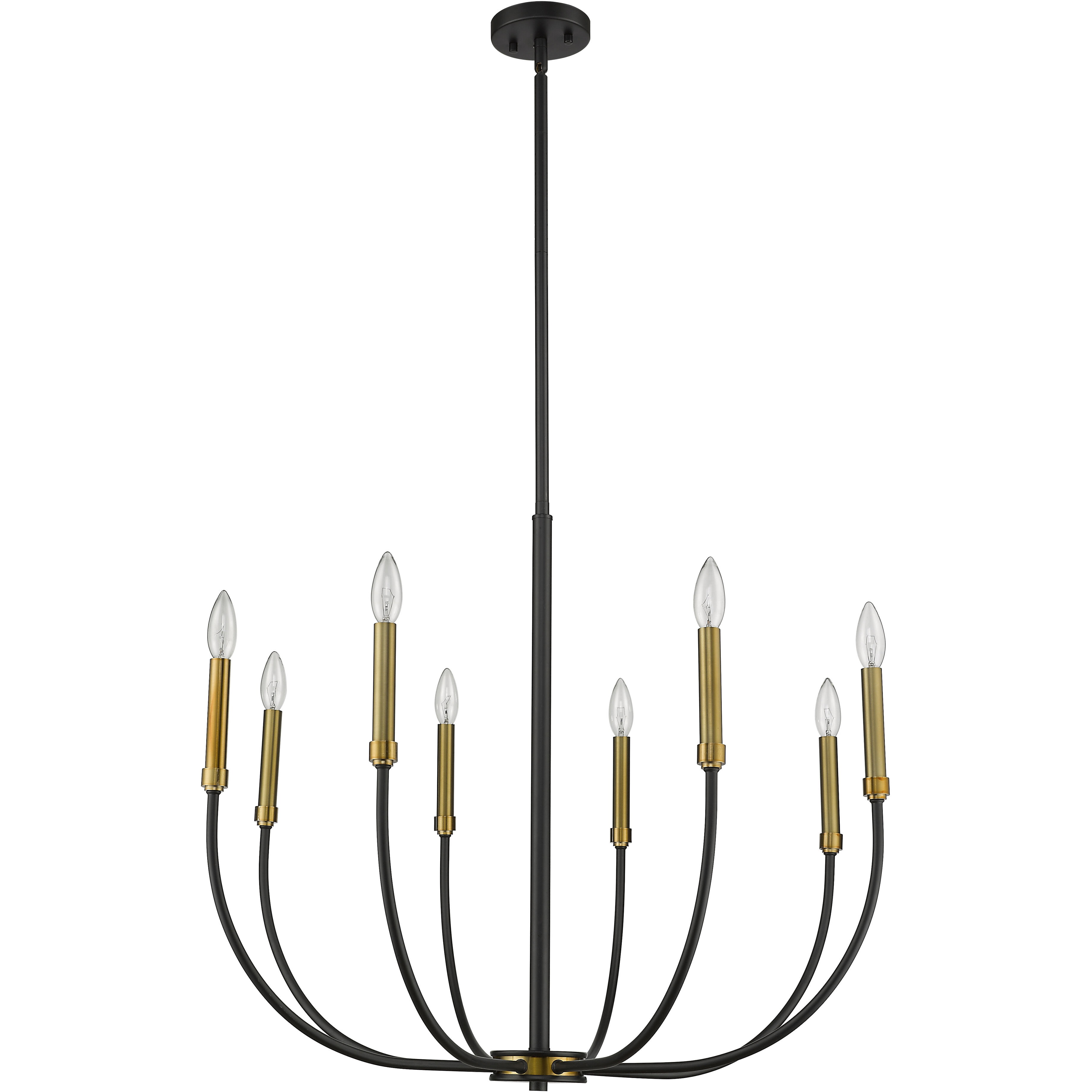 Haylie 8 Light 32.5 inch Matte Black and Olde Brass Chandelier Ceiling Light
