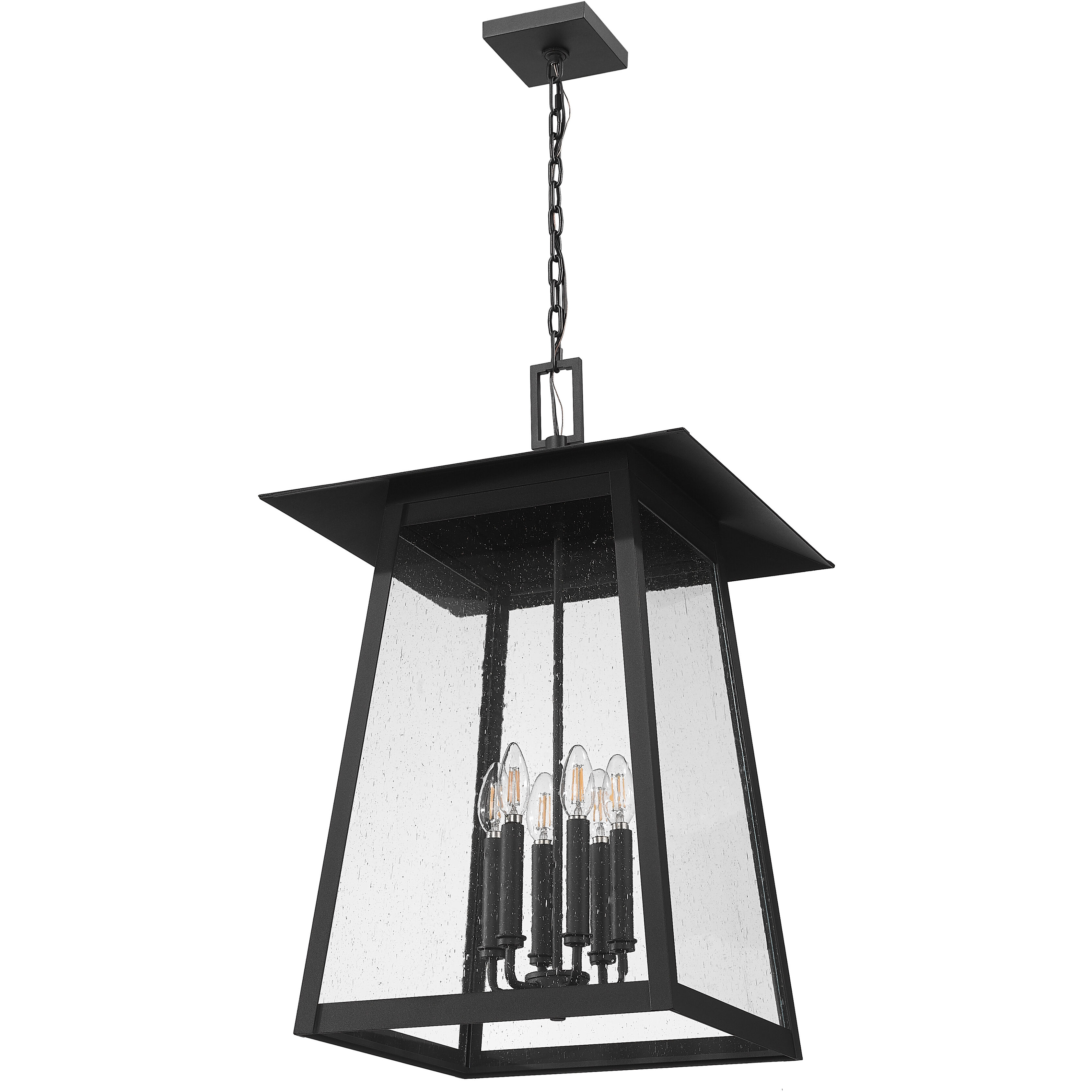 Rainer 6 Light 17.5 inch Black Outdoor Chain Mount Ceiling Fixture in G9