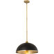 Landry 1 Light 20 inch Matte Black and Rubbed Brass Pendant Ceiling Light