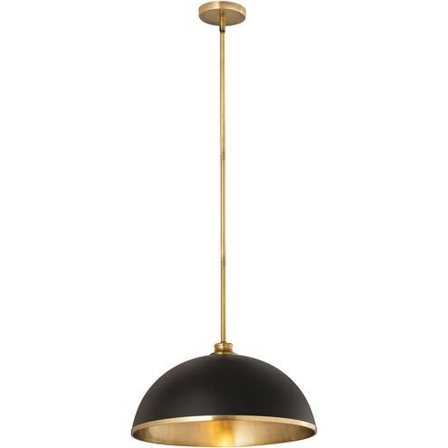Landry 1 Light 20 inch Matte Black and Rubbed Brass Pendant Ceiling Light