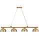 Cordon 4 Light 81.25 inch Heritage Brass Billiard Ceiling Light in Heritage Brass Metal and Glass