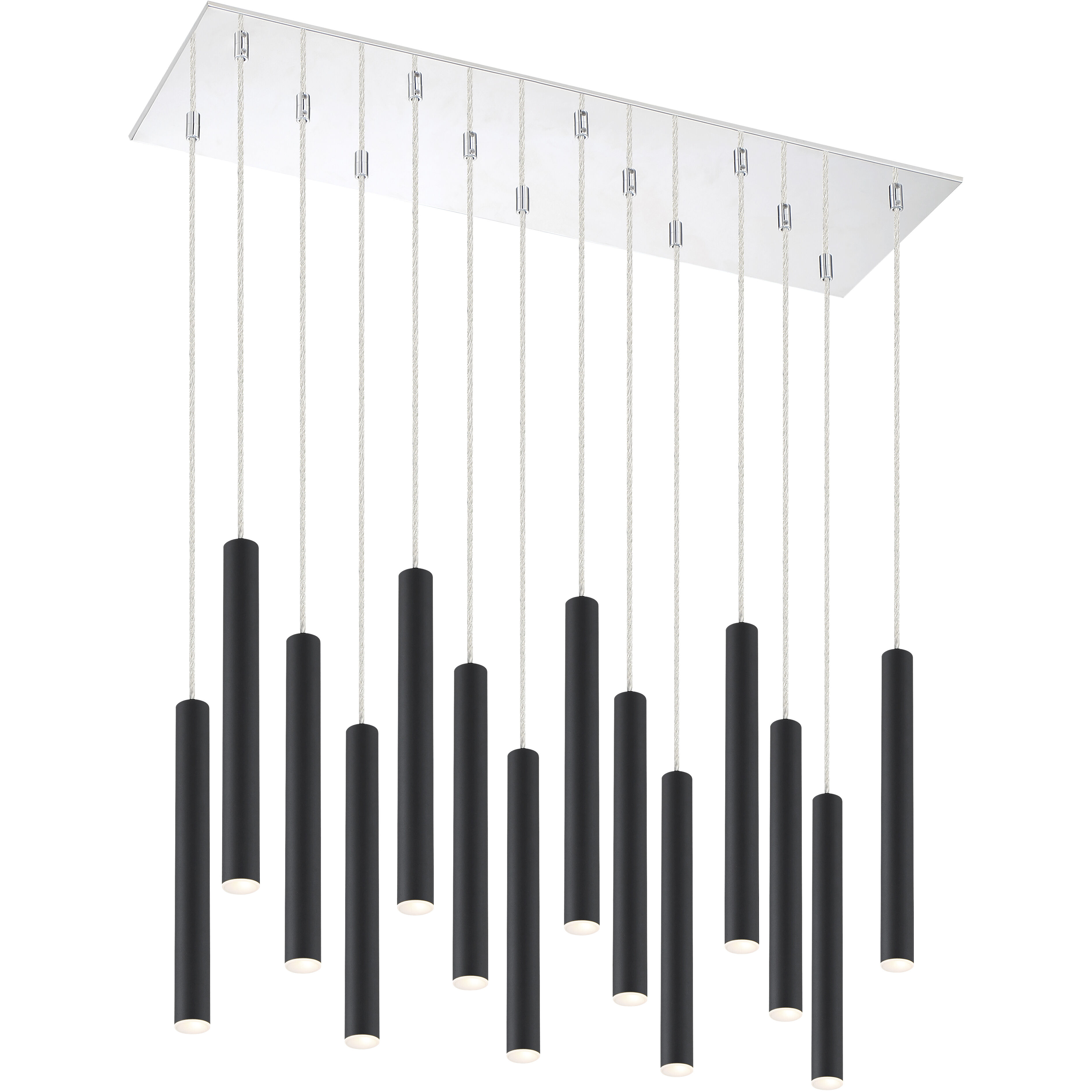 Forest LED 9.75 inch Chrome Chandelier Ceiling Light in Matte Black Steel