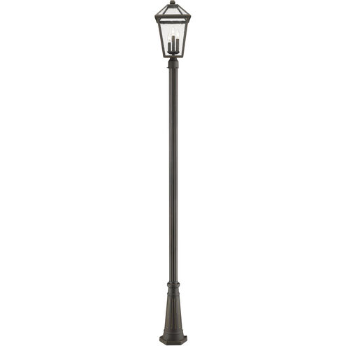 Talbot 3 Light 113.75 inch Oil Rubbed Bronze Outdoor Post Mounted Fixture in Seedy Glass