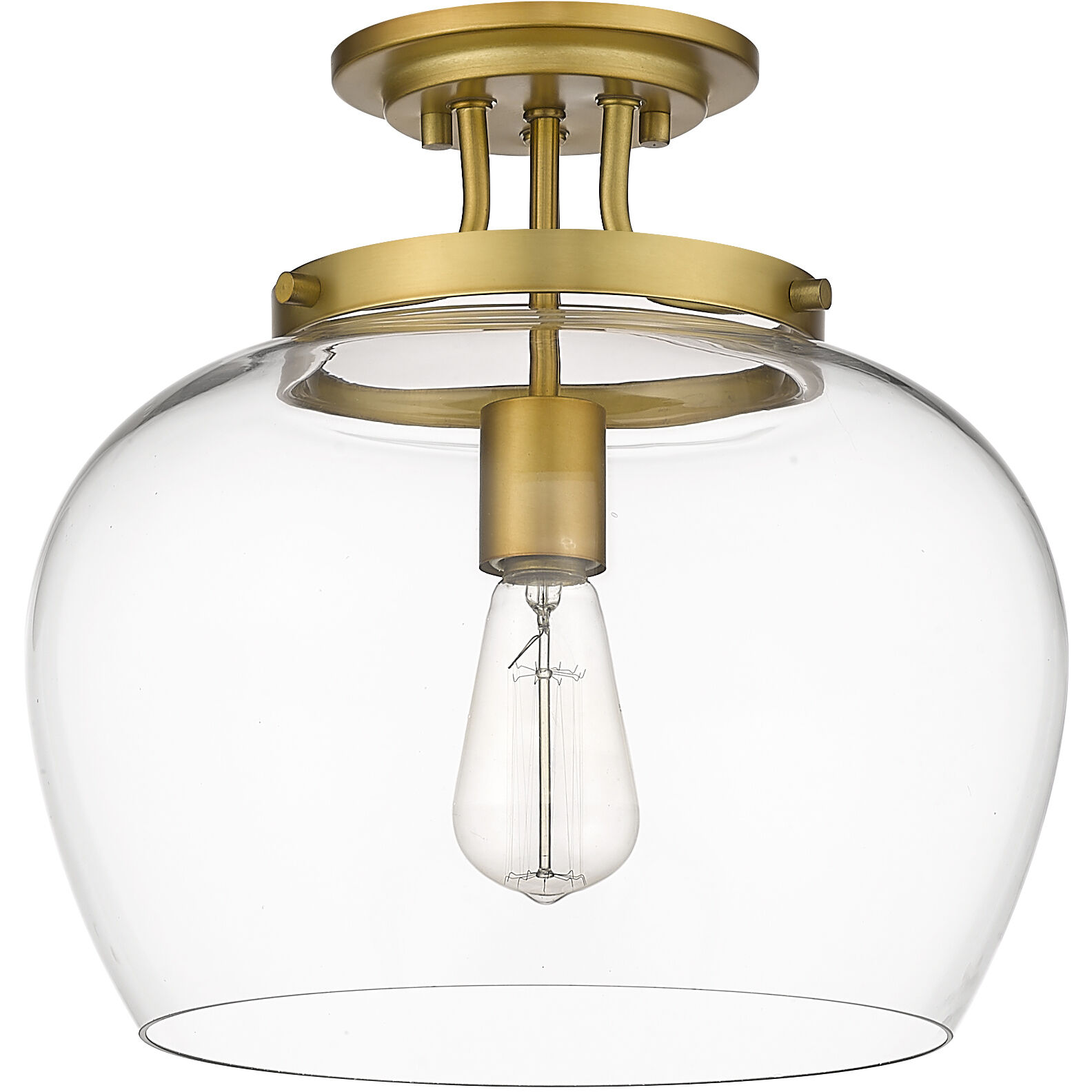 Joliet 1 Light 13 inch Olde Brass Semi Flush Mount Ceiling Light