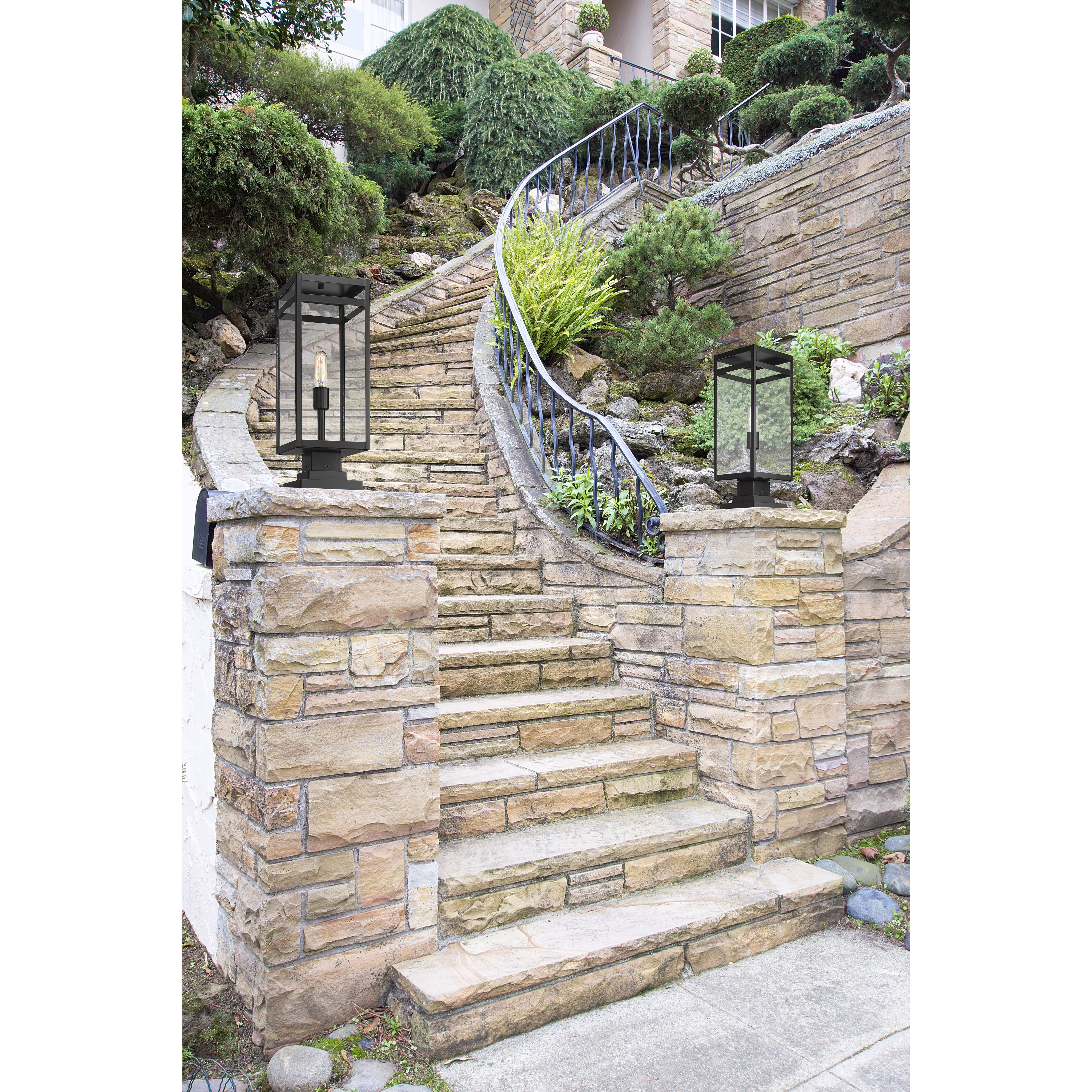 Nuri 1 Light 23 inch Black Outdoor Pier Mounted Fixture