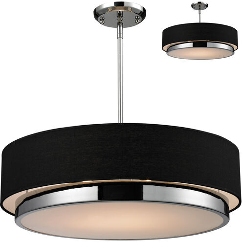 Jade 3 Light 22 inch Chrome Chandelier Ceiling Light in Black Fabric