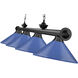Cordon 4 Light 81.75 inch Matte Black Billiard Ceiling Light in Navy Blue Steel