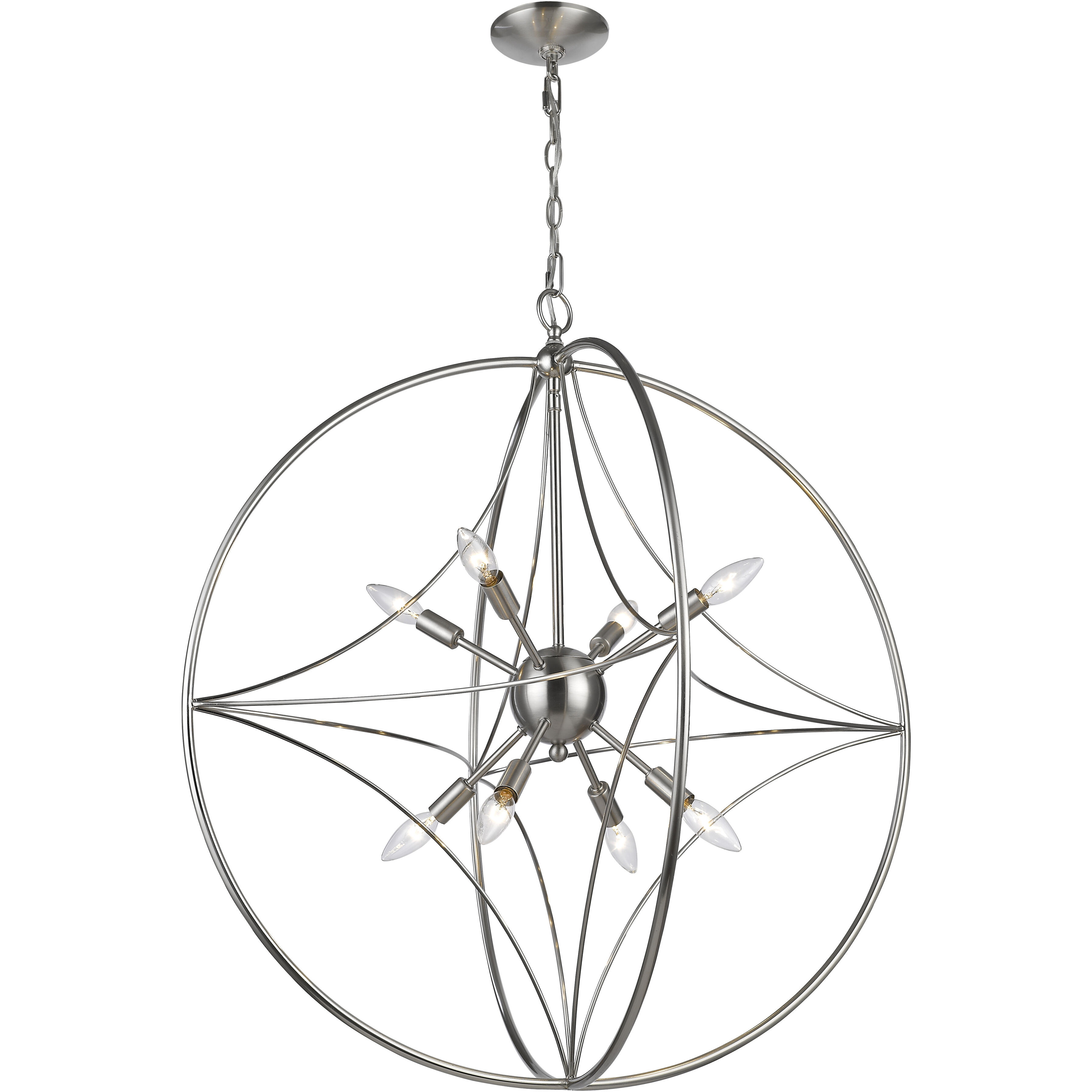 Cortez 8 Light 30 inch Brushed Nickel Chandelier Ceiling Light
