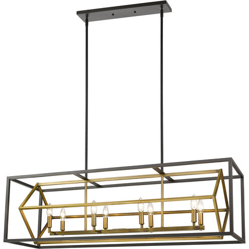 Euclid 8 Light 44 inch Olde Brass and Bronze Linear Chandelier Ceiling Light