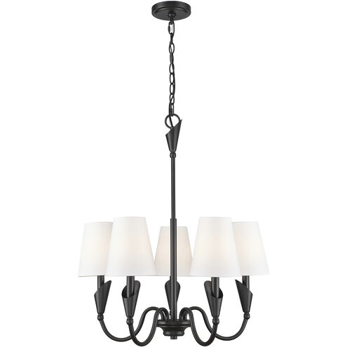 Claudelle 5 Light 24 inch Matte Black Chandelier Ceiling Light