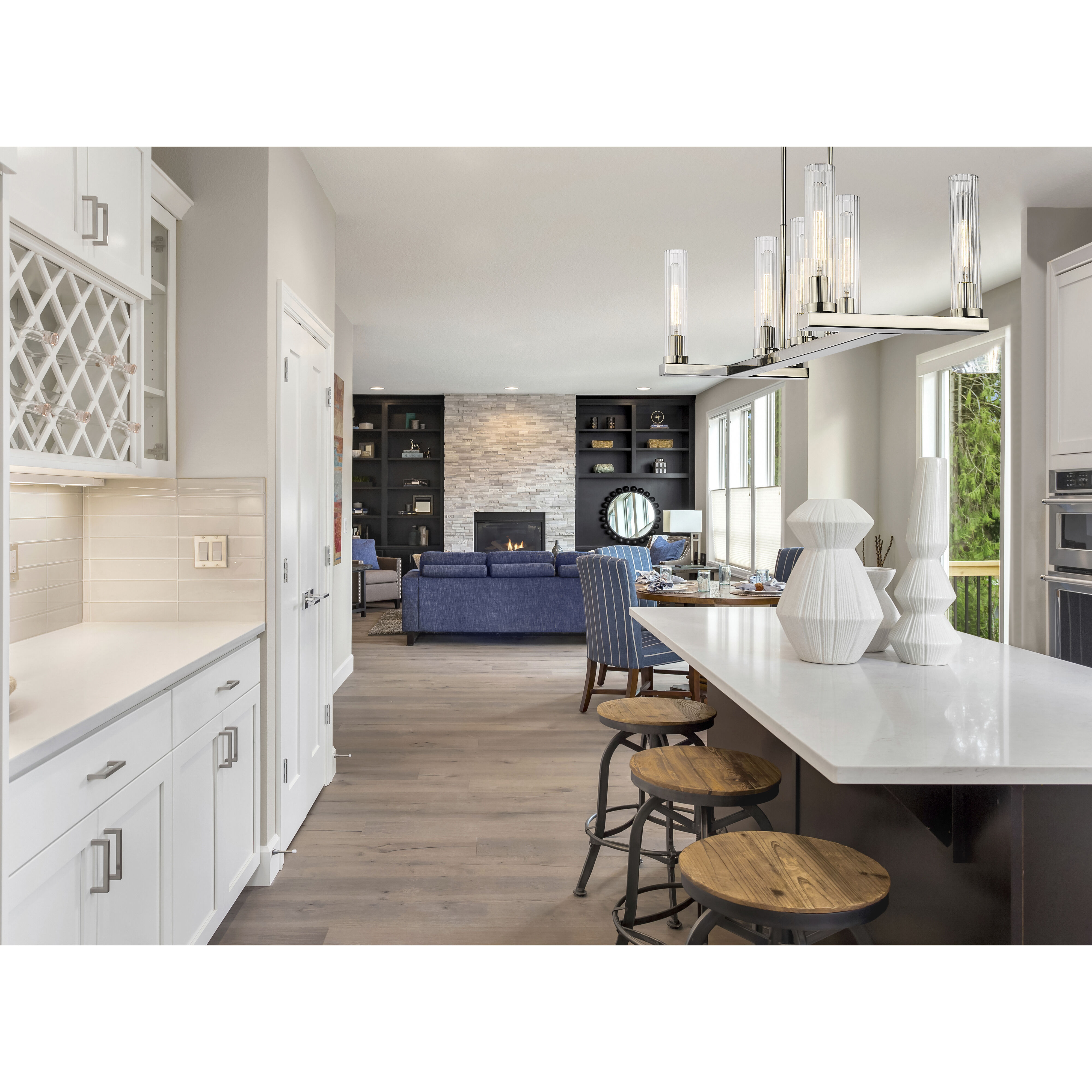 Beau Linear Chandelier Ceiling Light in Polished Nickel