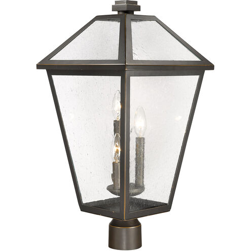 Talbot 3 Light 24 inch Oil Rubbed Bronze Outdoor Post Mount Fixture in Seedy Glass