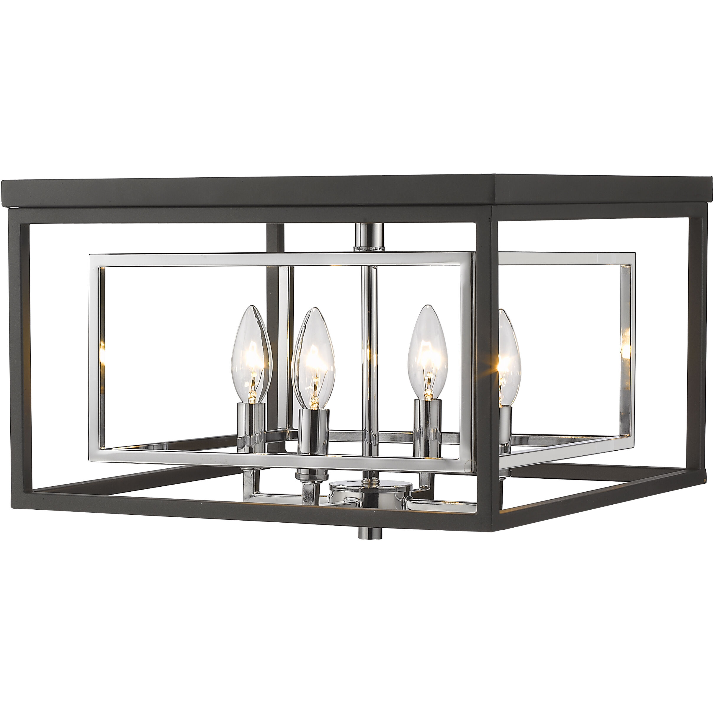 Euclid 4 Light 15 inch Chrome and Matte Black Flush Mount Ceiling Light